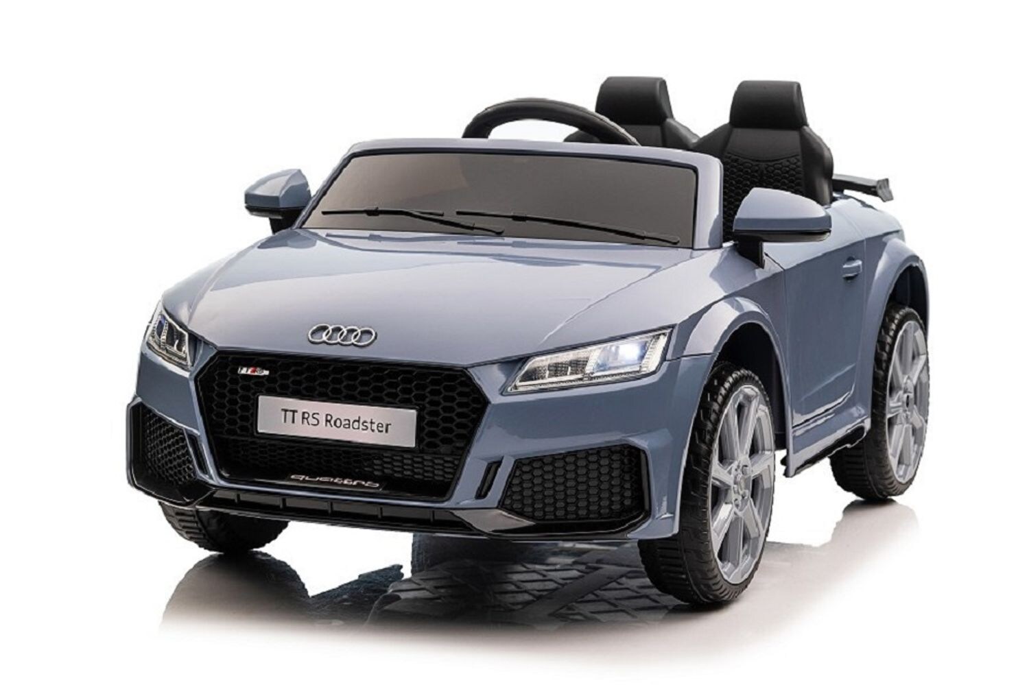 ES-Toys Kinder Elektroauto Audi TTRS, EVA-Reifen, Sicherheitsgurt, Fernbedienung grau-blau