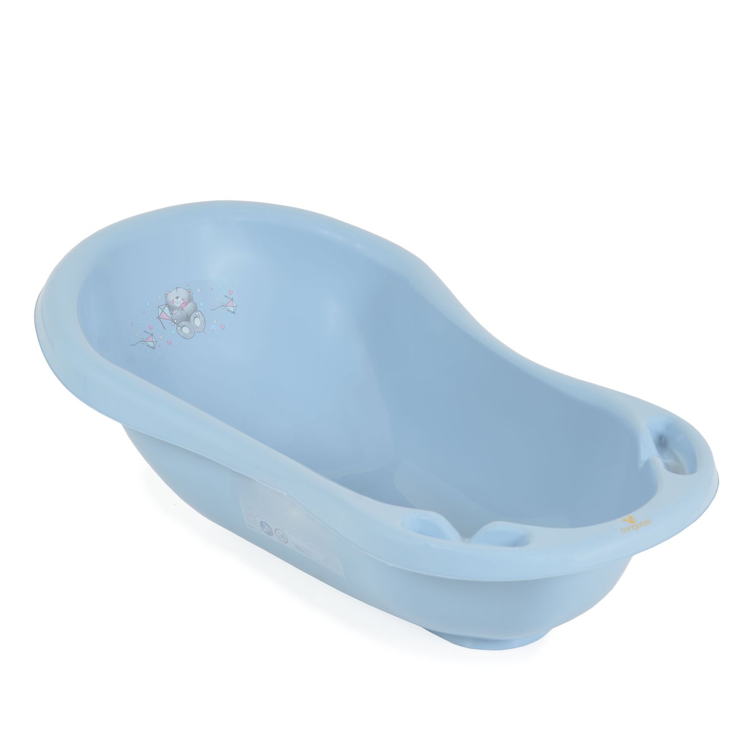 Cangaroo Baby Badewanne Basic 80 cm rutschfest, anatomische Form, Ablagefächer blau