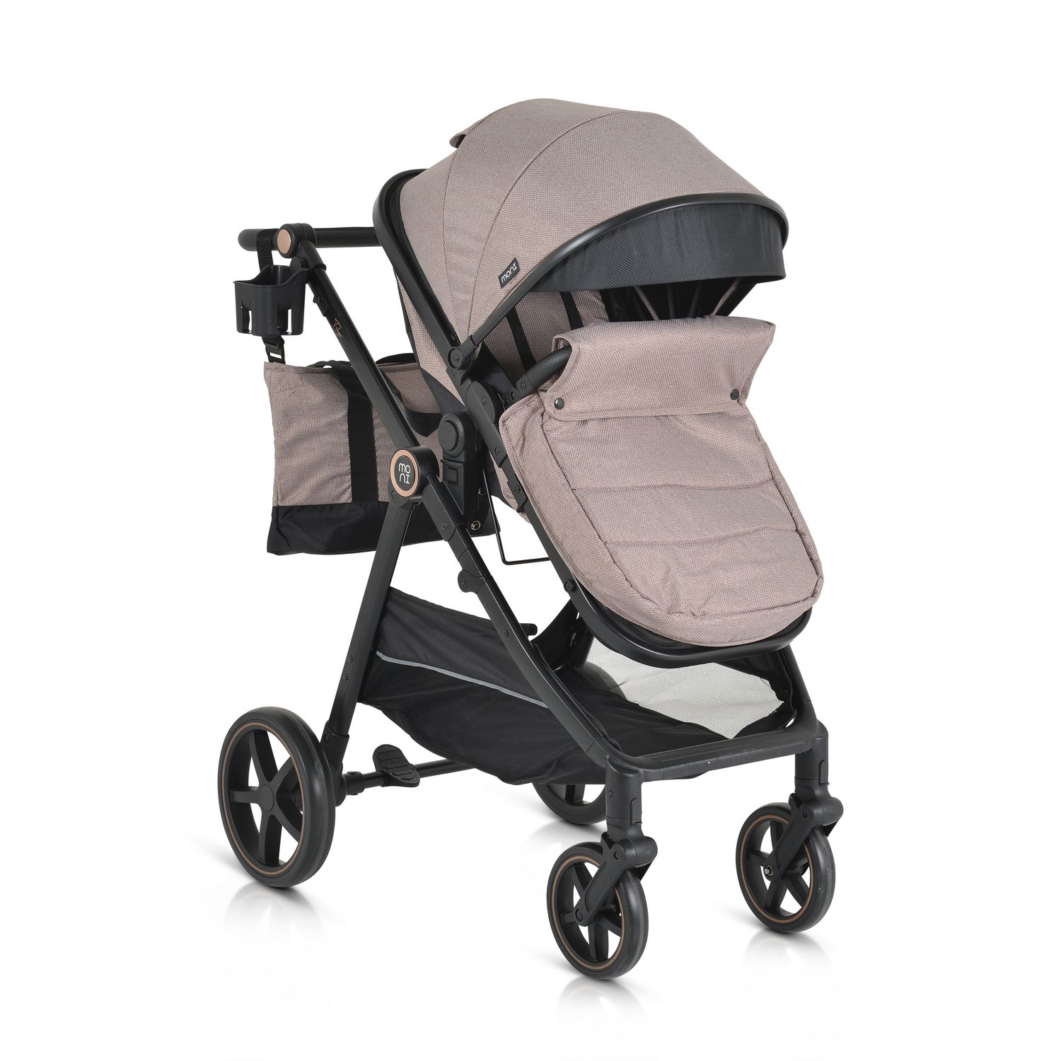 Moni Kinderwagen 2 in 1 Tokyo 22 kg umbaubar Wickeltasche Sto&szlig;d&auml;mpfer klappbar beige - Bild 1
