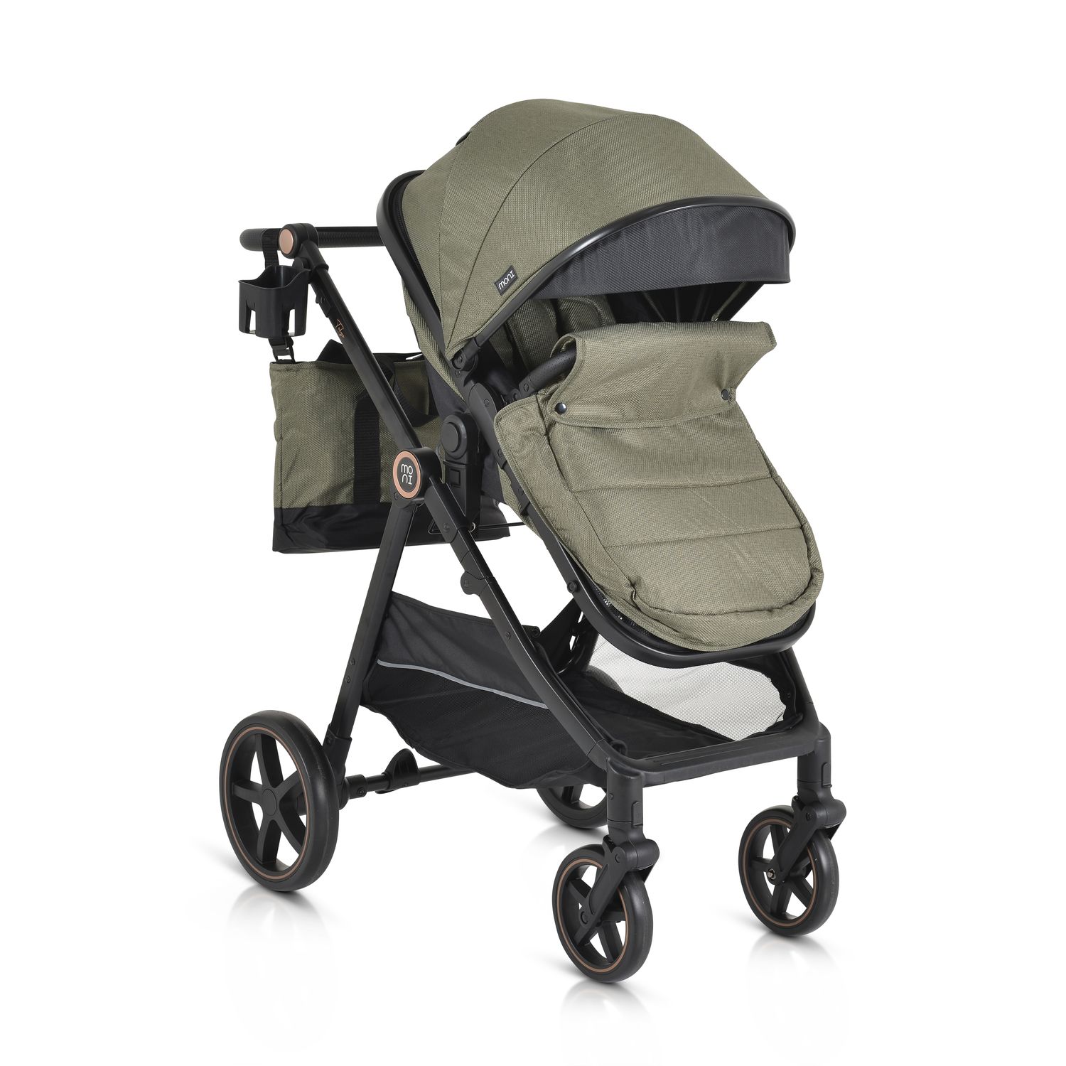Moni Kinderwagen 2 in 1 Tokyo 22 kg umbaubar Wickeltasche Sto&szlig;d&auml;mpfer klappbar gr&uuml;n - Bild 1