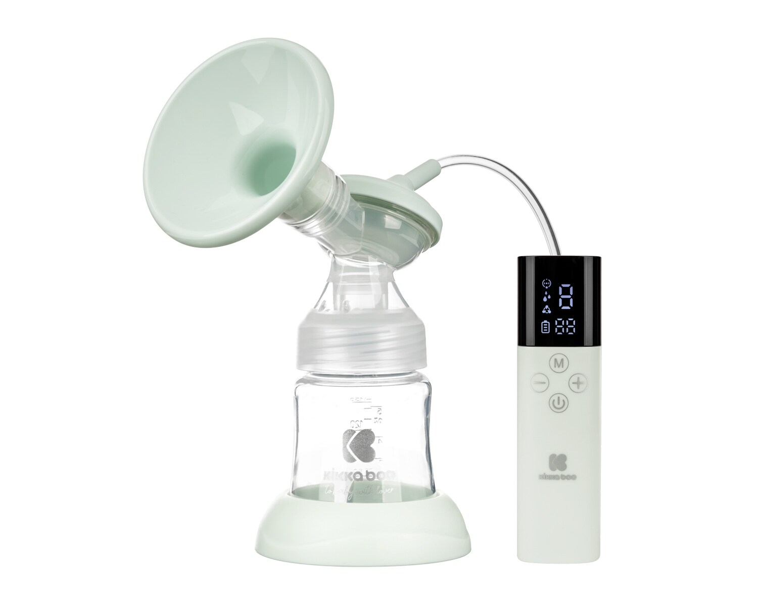 Kikkaboo Milchpumpe Caily elektrisch Flasche 150ml Speicherfunktion Touchscreen grün | 03800171210270
