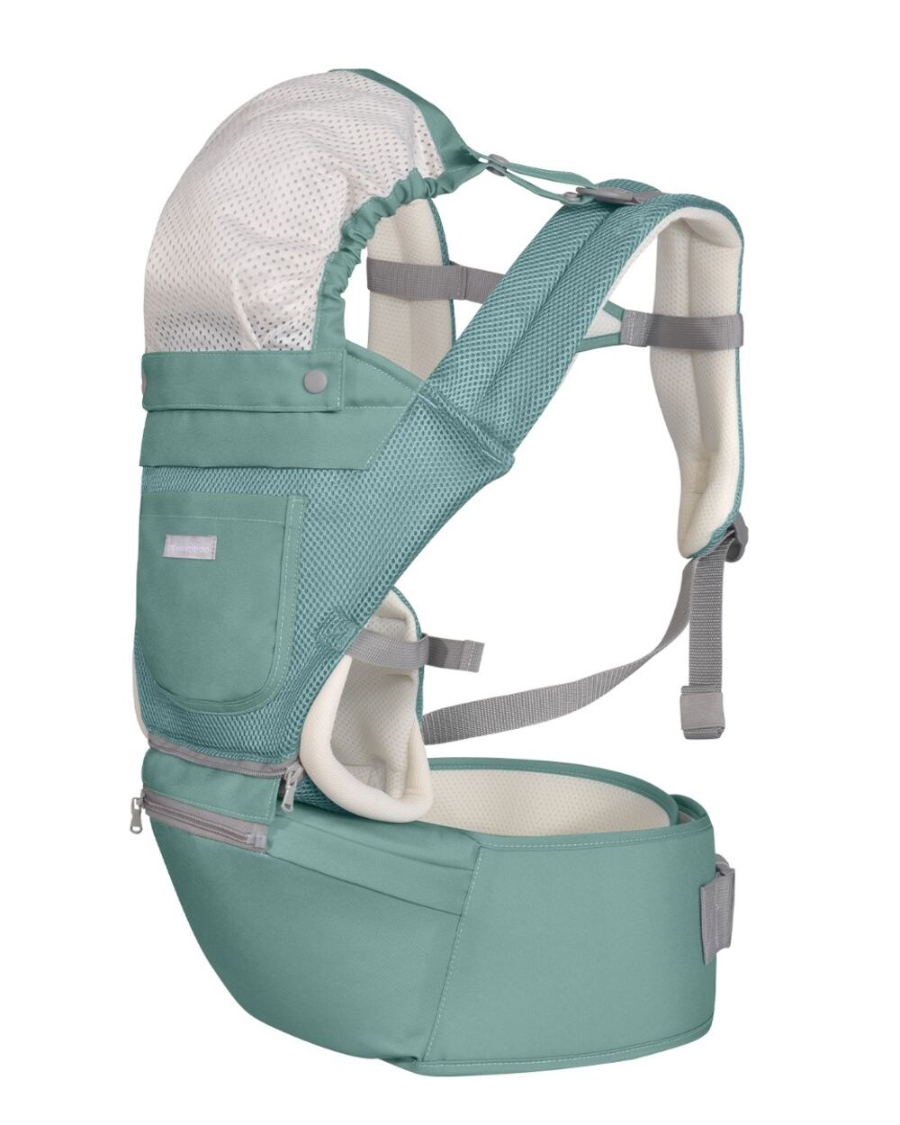 Kikkaboo Babytrage Chloe 3 in 1 Bauch- und Rückentrage, Hüftsitz, ab 5 Monaten grün grau