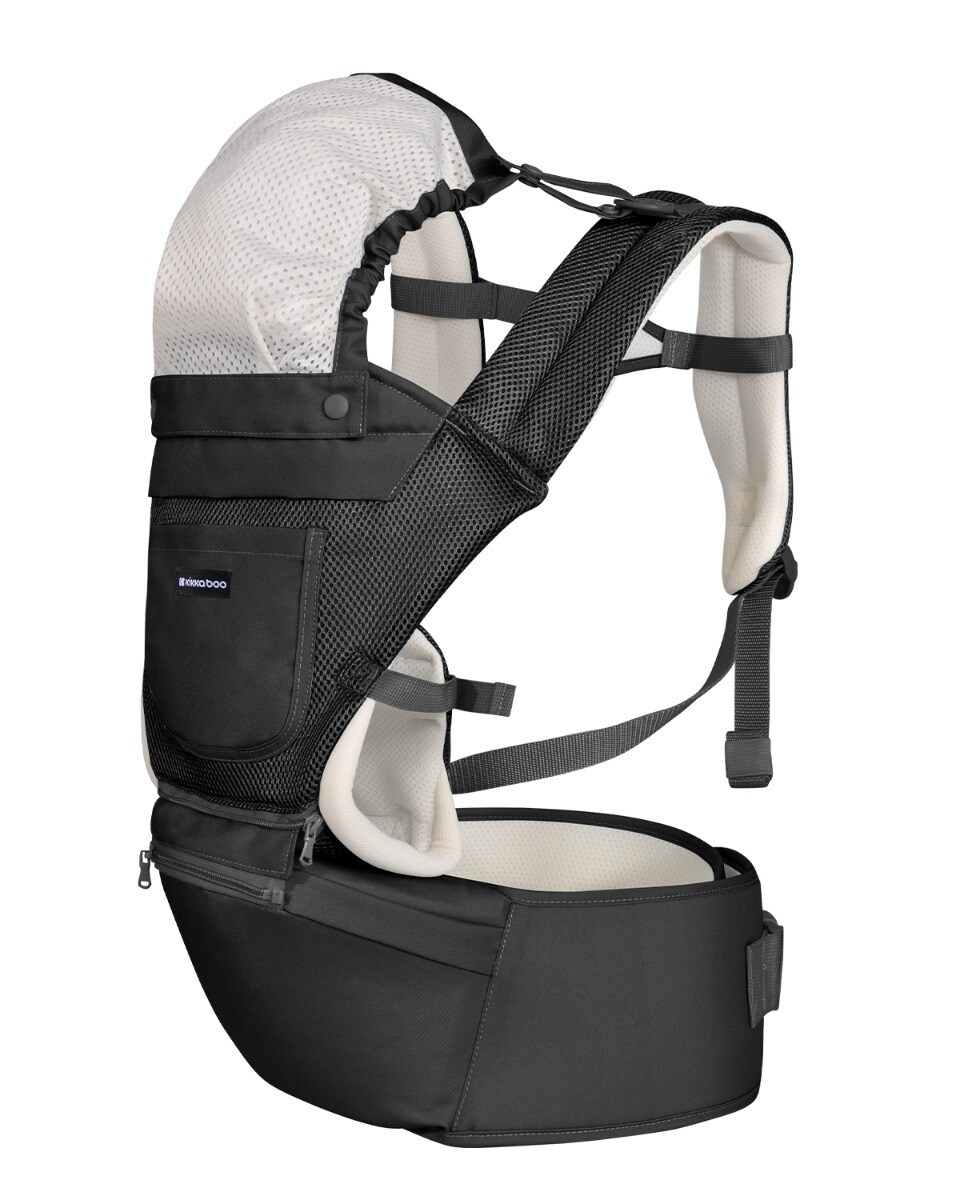 Kikkaboo Babytrage Chloe 3 in 1 Bauch- und R&uuml;ckentrage, H&uuml;ftsitz, ab 5 Monaten schwarz wei&szlig; - Bild 1