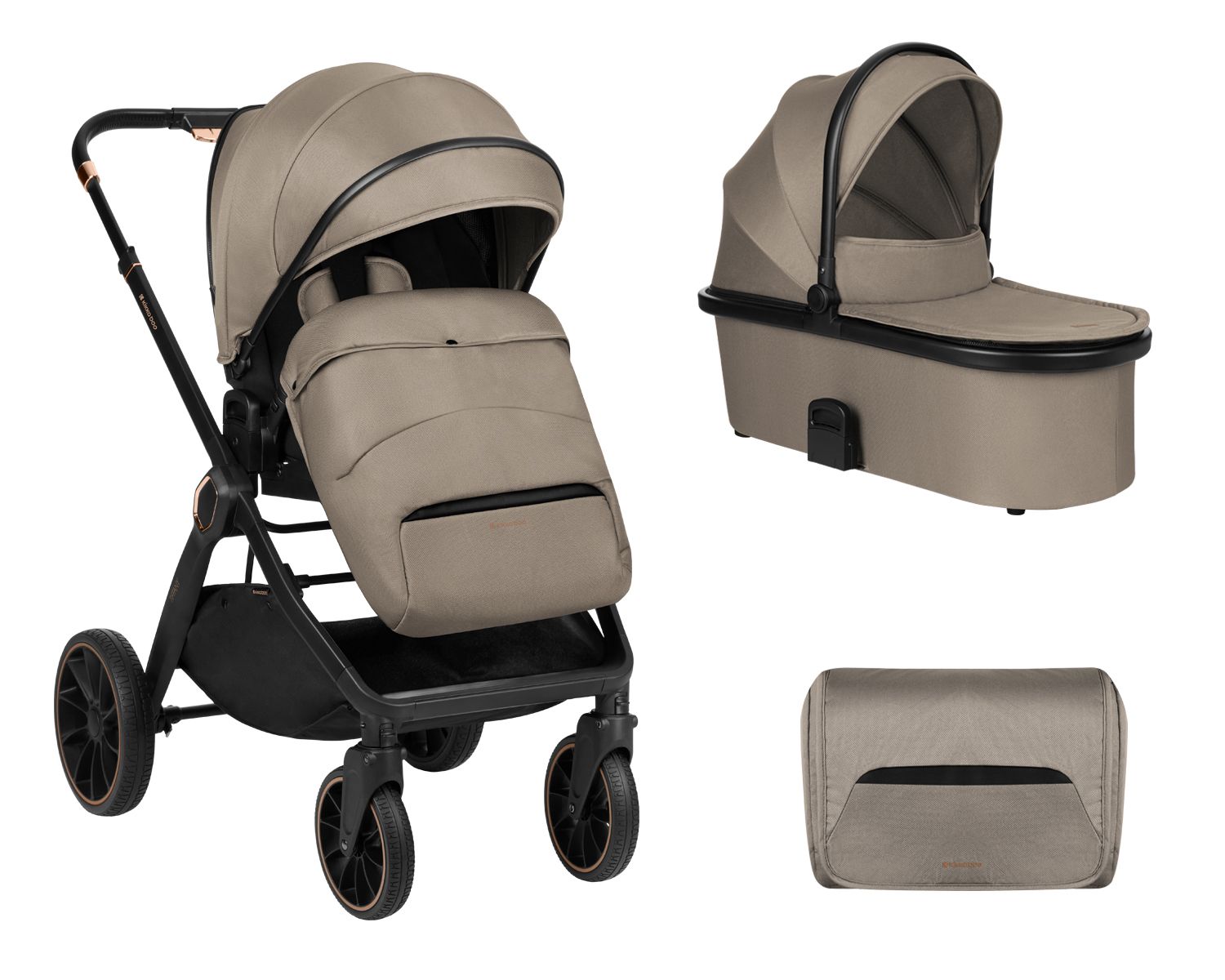 Kikkaboo Kinderwagen Tiffany 2 in 1 Babywanne, Sportsitz, Wickeltasche, PU-R&auml;der hellbraun - Bild 1