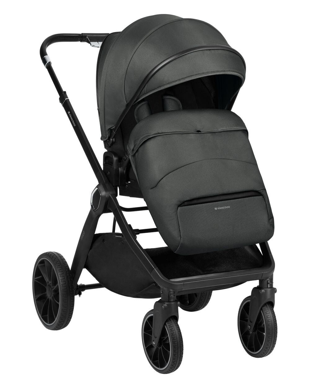 Kikkaboo Kinderwagen Tiffany 2 in 1 Babywanne, Sportsitz, Wickeltasche, PU-Räder grau schwarz | 03800171210768