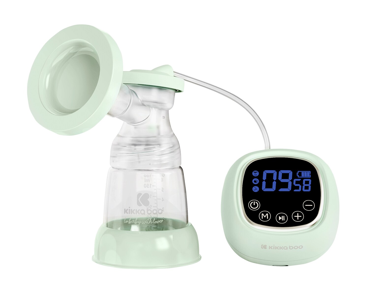 Kikkaboo elektrische Milchpumpe Rhea Nippelset 180ml Flaschenvolumen Touchscreen gr&uuml;n - Bild 1