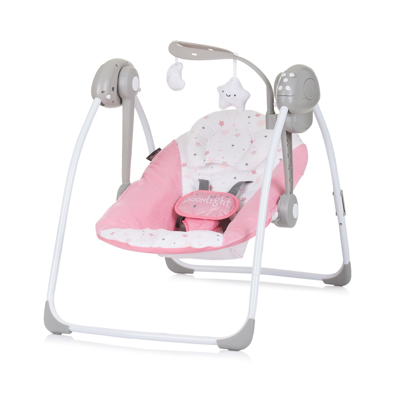 Chipolino Babywippe elektrisch Moonlight Musikfunktion, Fernbedienung, klappbar rosa - Bild 1