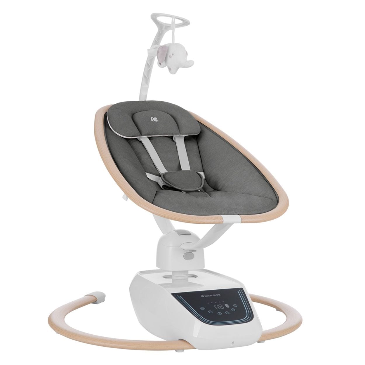 Kikkaboo Babywippe BeMoove elektrisch Moskitonetz Fernbedienung Melodien Timer grau - Bild 1