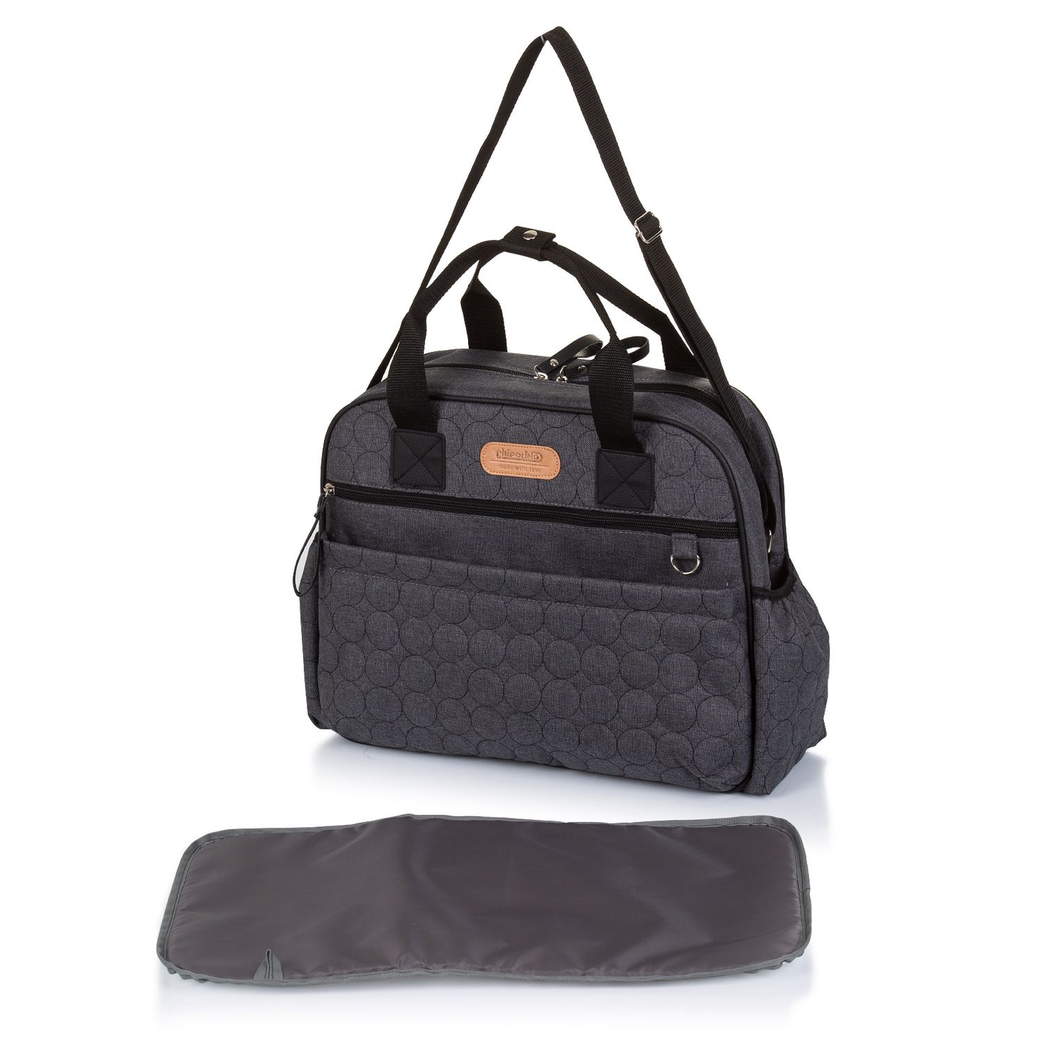 Chipolino Wickeltasche Handtasche universal, Wickelunterlage Rei&szlig;verschluss grau - Bild 1