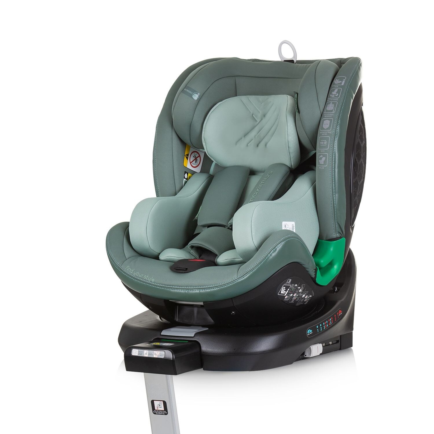 Chipolino i-Size Kindersitz Maximus (40 – 150 cm) Isofix Stützbein 360° drehbar grün | 03800931058524