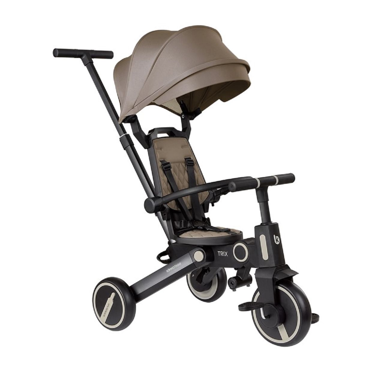 Kikkaboo Dreirad, Tricycle Trix 3 in 1 Schiebegriff, Sonnendach faltbar, Gurt beige - Bild 1