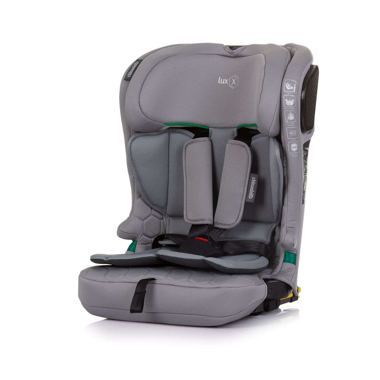 Chipolino Kindersitz i-Size LUX X (76-150cm) Gruppe 1/2/3, Isofix, Top Tether grau
