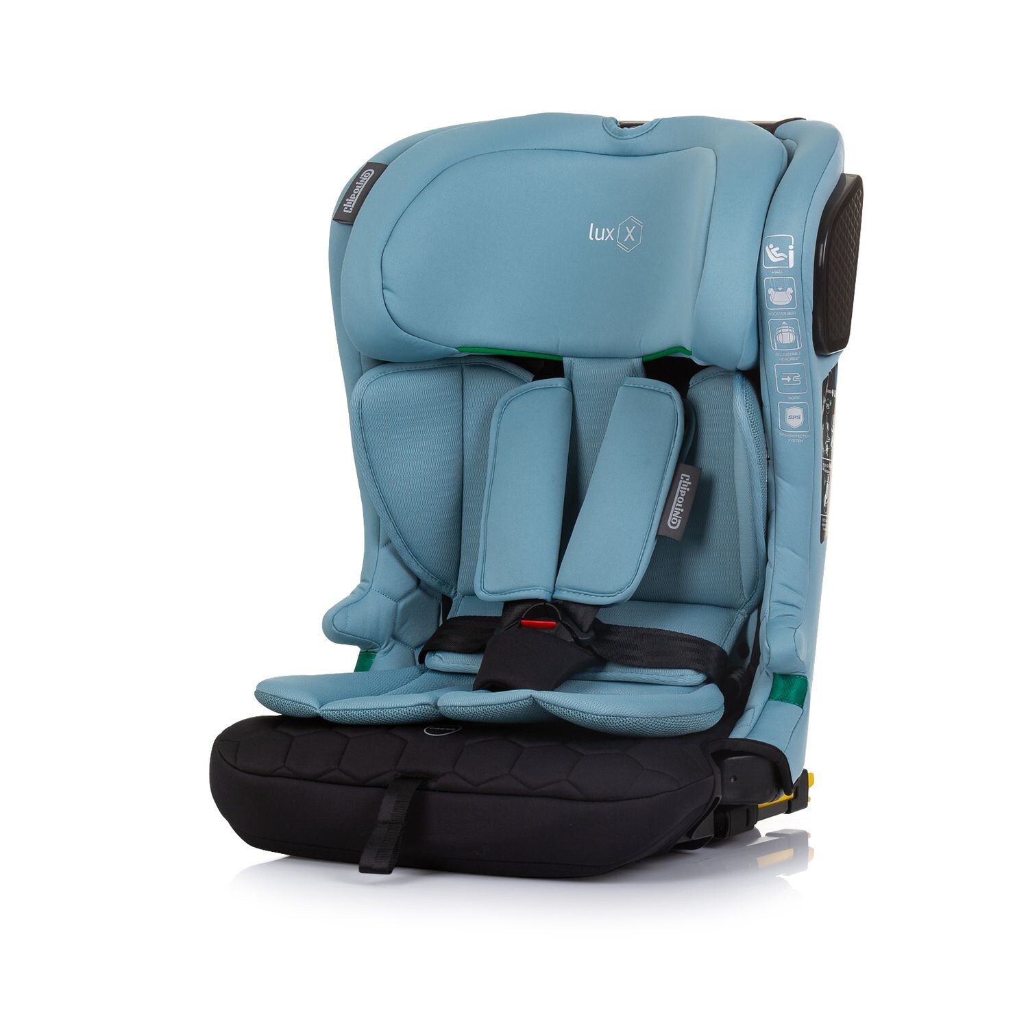 Chipolino Kindersitz i-Size LUX X (76-150cm) Gruppe 1/2/3, Isofix, Top Tether türkis | 03800931058265
