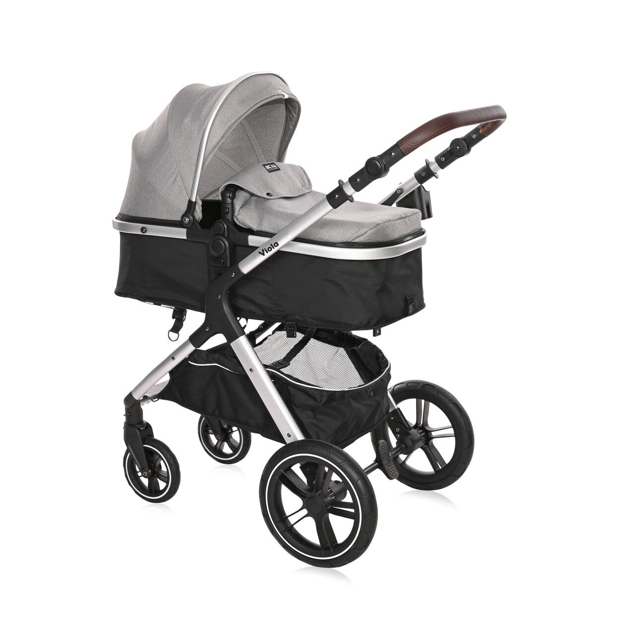 Lorelli Kinderwagen 2 in 1 Viola mit Adaptern, umbaubarer Sportsitz, bis 22 kg grau