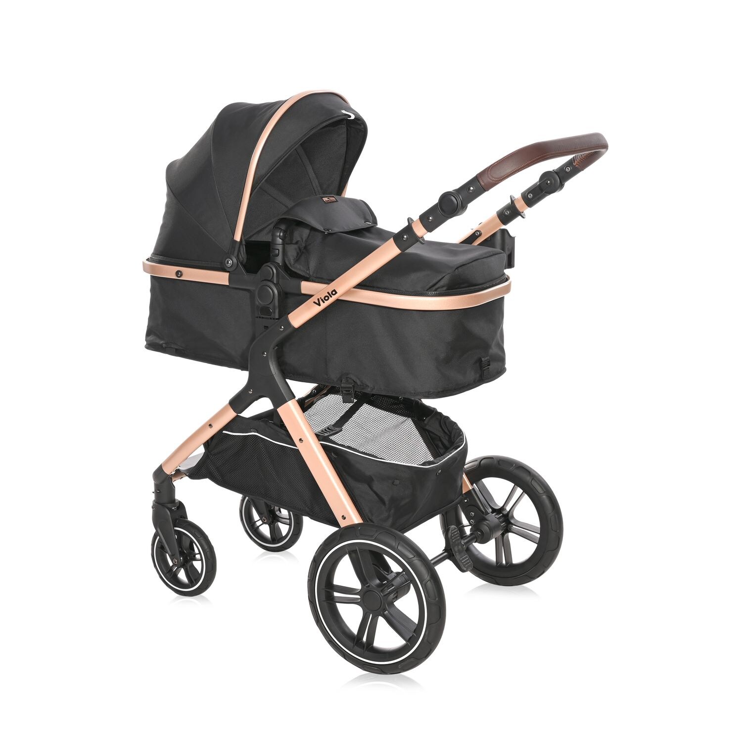 Lorelli Kinderwagen 2 in 1 Viola mit Adaptern, umbaubarer Sportsitz, bis 22 kg schwarz | 03800166109954