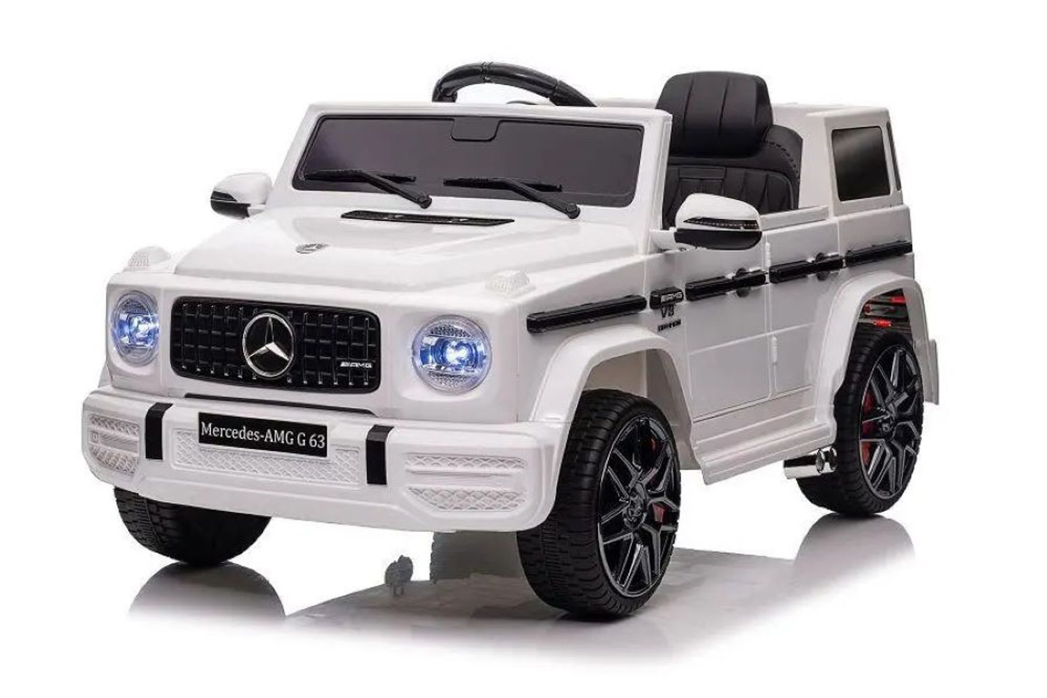 ES-Toys Kinder Elektroauto Mercedes G63 AMG Batterieanzeige Softstart 2,4 GHz wei&szlig; - Bild 1