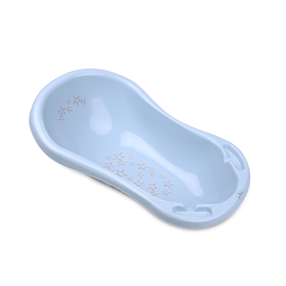 Lorelli Babybadewanne, 84 cm lang, Ablagef&auml;cher, ergonomische Form, ab Geburt blau Sterne - Bild 1