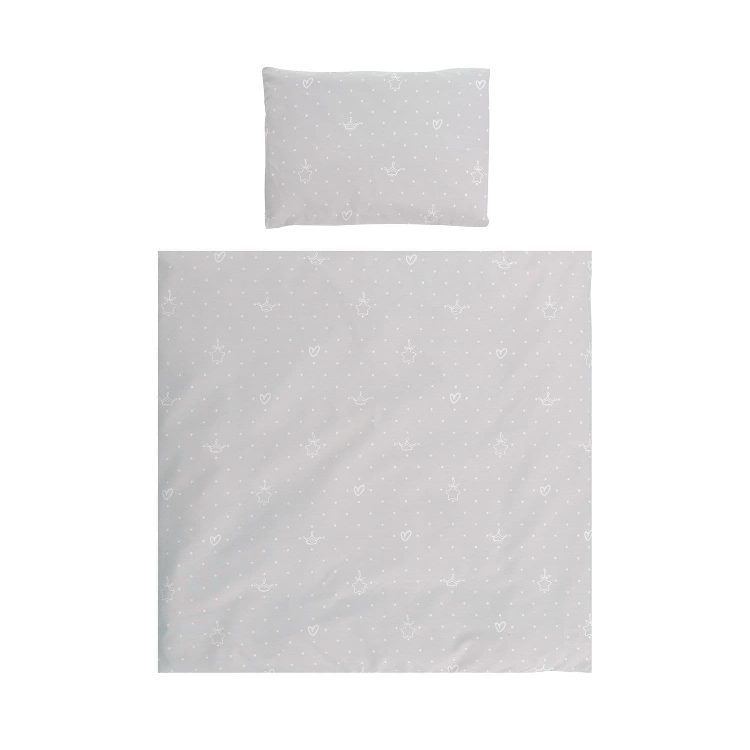 Lorelli Babybettw&auml;sche-Set Eva 5-tlg Decke 75 x 75 cm, Kissen 29 x 42 cm, Bez&uuml;ge hellgrau - Bild 1