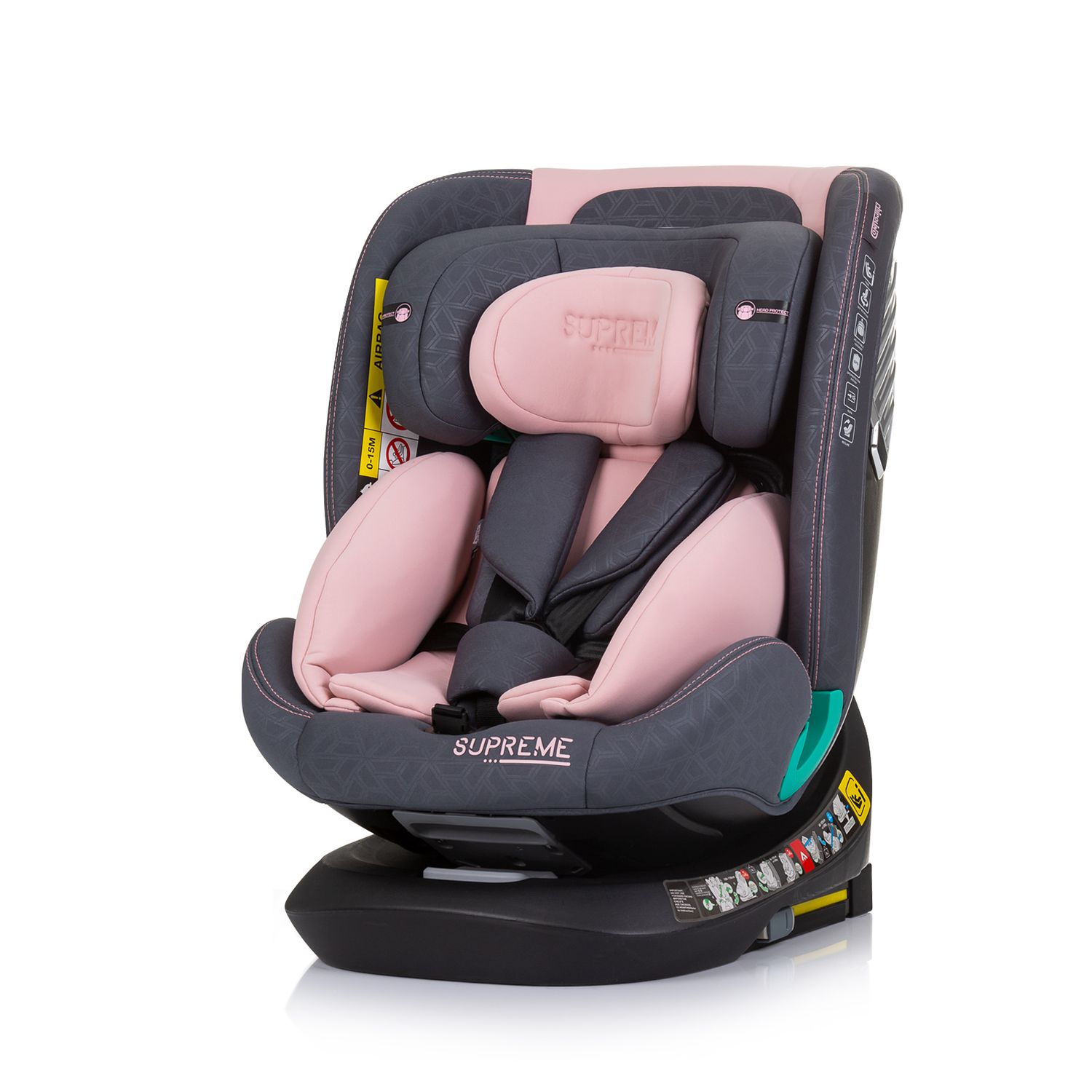 Chipolino i-Size Kindersitz Supreme (40-150 cm) verstellbar 360&deg; drehbar Isofix rosa - Bild 1