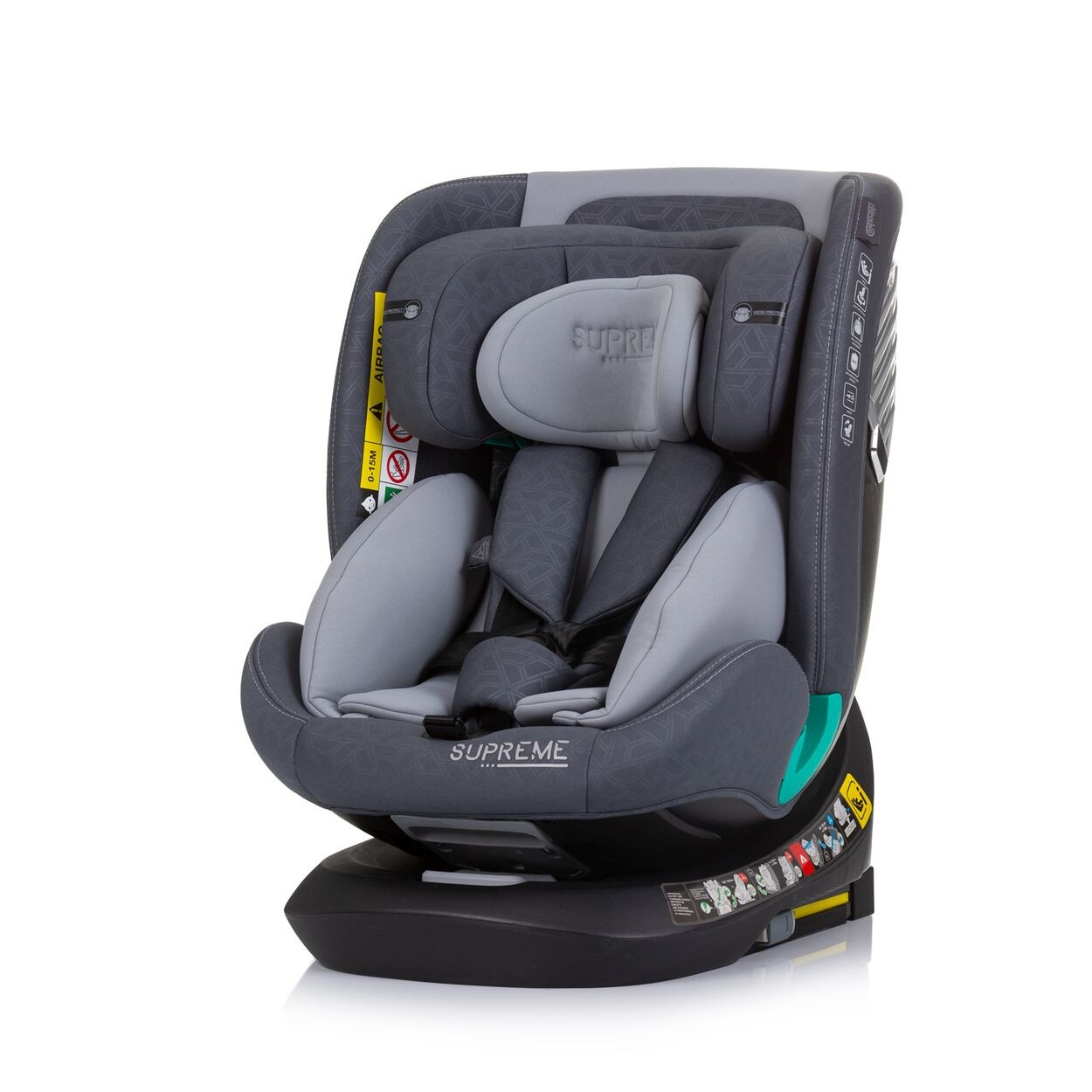 Chipolino i-Size Kindersitz Supreme (40-150 cm) verstellbar 360° drehbar Isofix grau