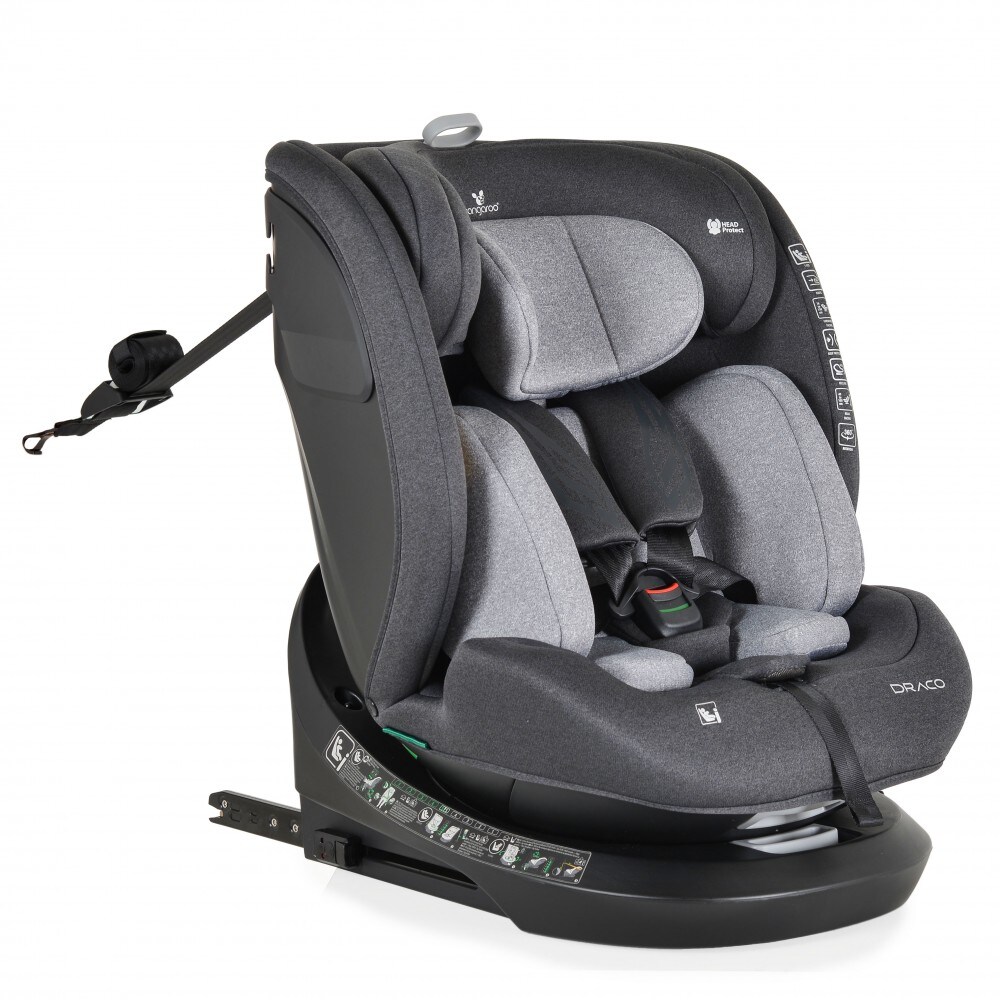Cangaroo Kindersitz Draco i-Size (40-150cm) Isofix, 360&deg; drehbar, Top Tether grau - Bild 1