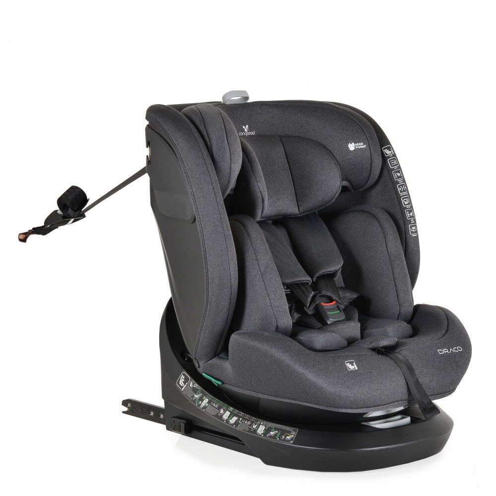 Cangaroo Kindersitz Draco i-Size (40-150cm) Isofix, 360&deg; drehbar, Top Tether schwarz - Bild 1