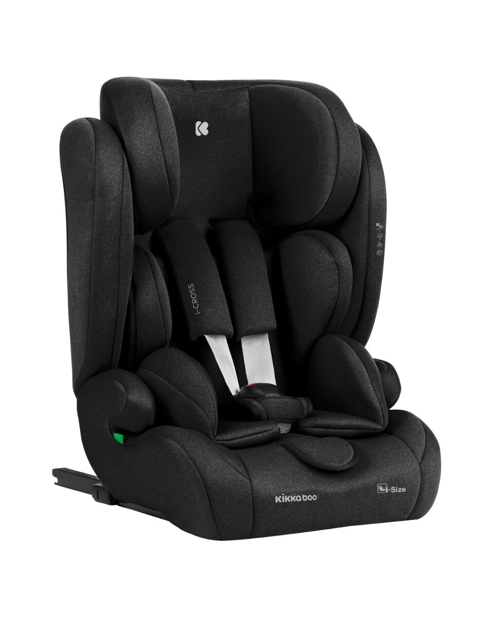 Kikkaboo Kindersitz i-Cross i-Size (76-150cm) Isofix Top Tether Kopfstütze Gurt schwarz | 03800171205634