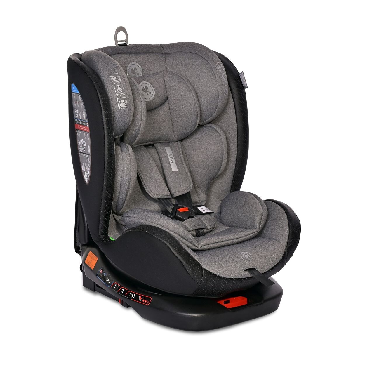 Lorelli Kindersitz Ares i-Size (40-150cm) Isofix, verstellbar, Sitz 360° drehbar grau