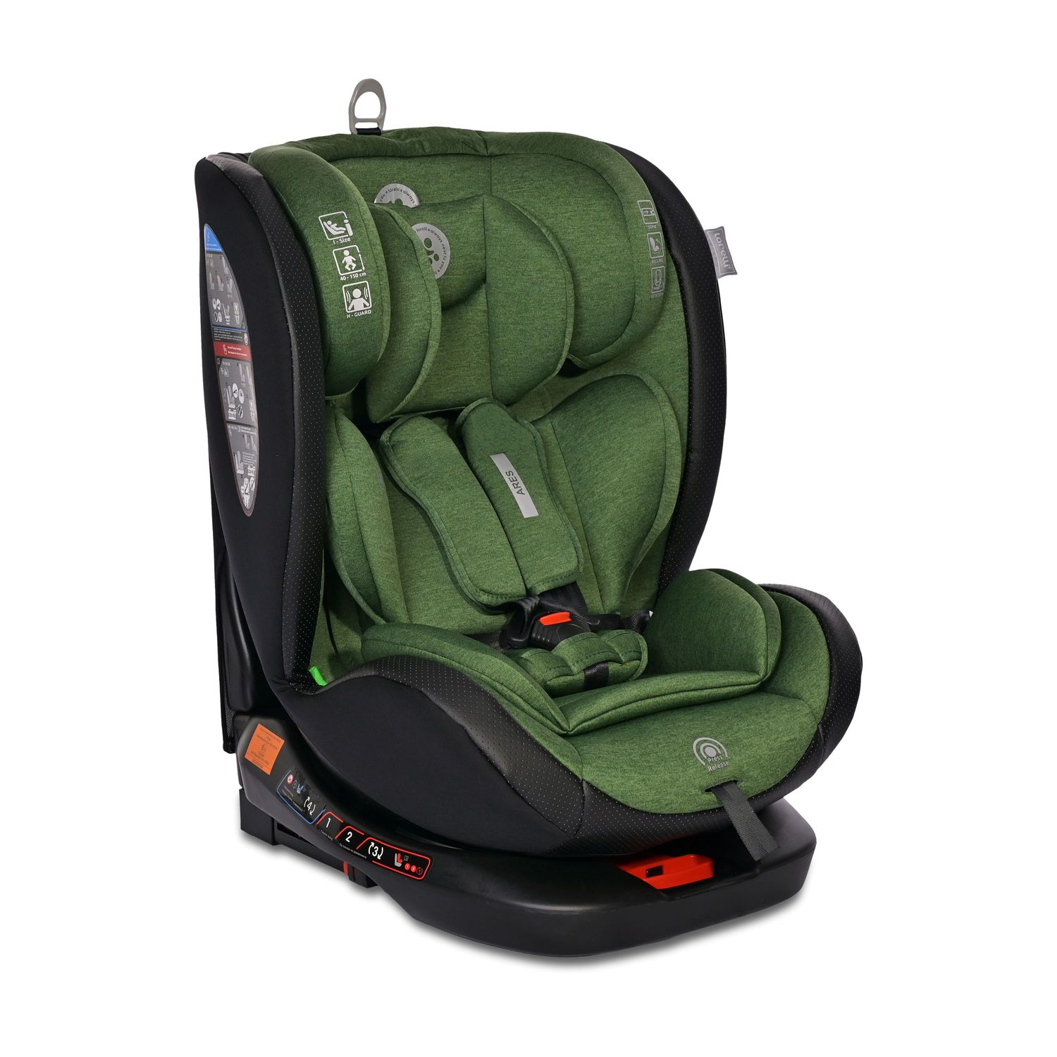 Lorelli Kindersitz Ares i-Size (40-150cm) Isofix, verstellbar, Sitz 360&deg; drehbar gr&uuml;n - Bild 1