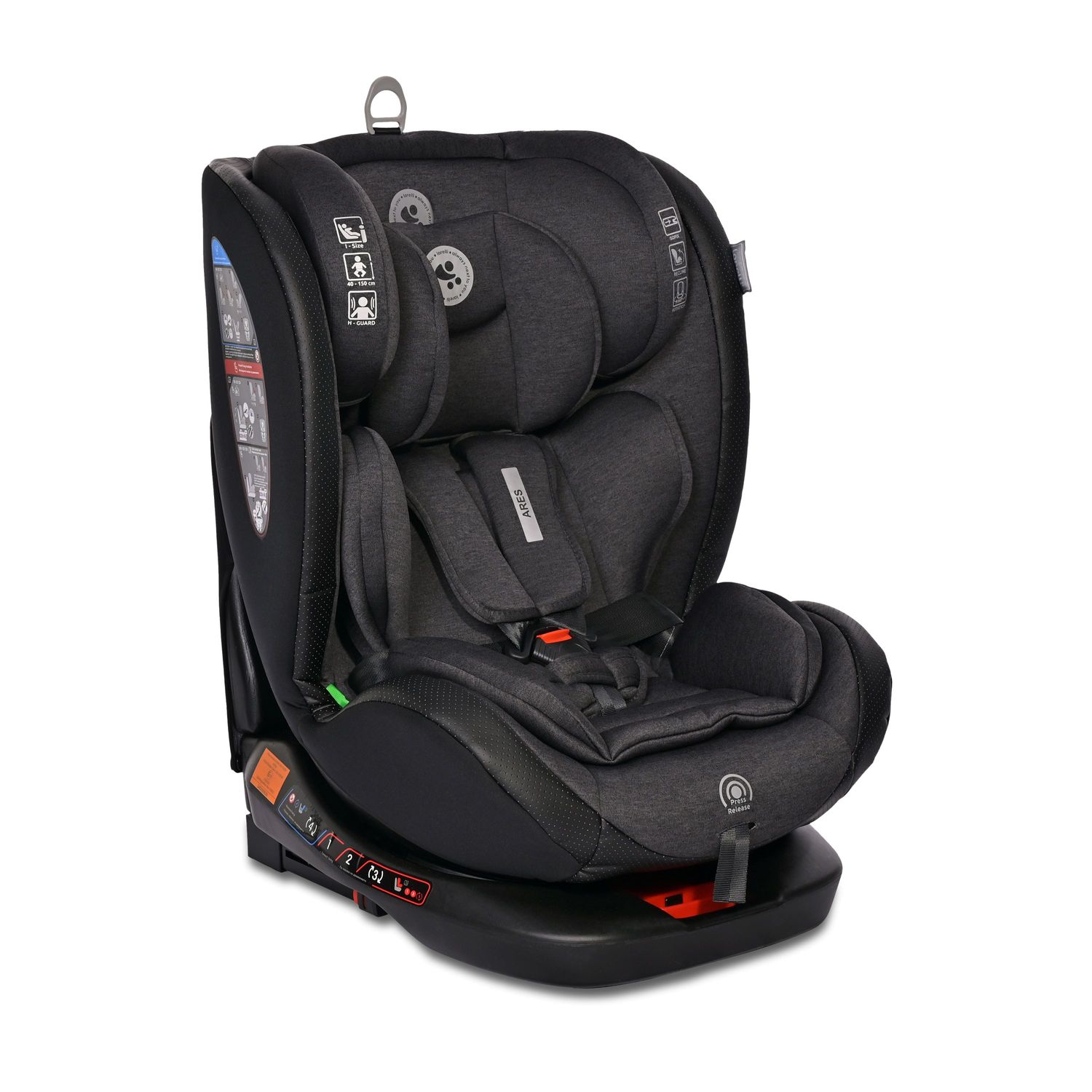 Lorelli Kindersitz Ares i-Size (40-150cm) Isofix, verstellbar, Sitz 360&deg; drehbar schwarz - Bild 1