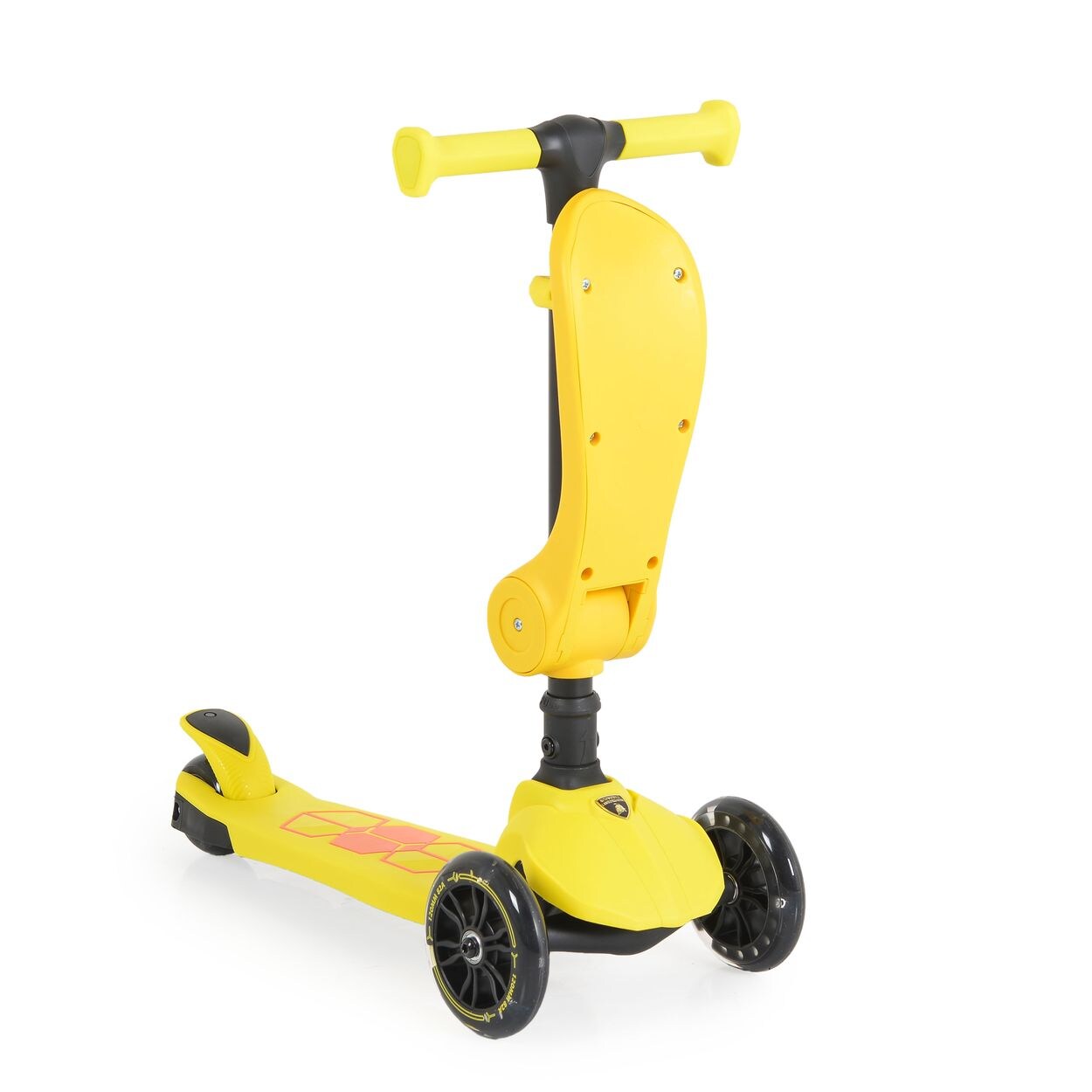 Moni Kinderroller 2 in 1 Lamborghini Laufrad, Lenkerhöhe verstellbar, klappbar gelb