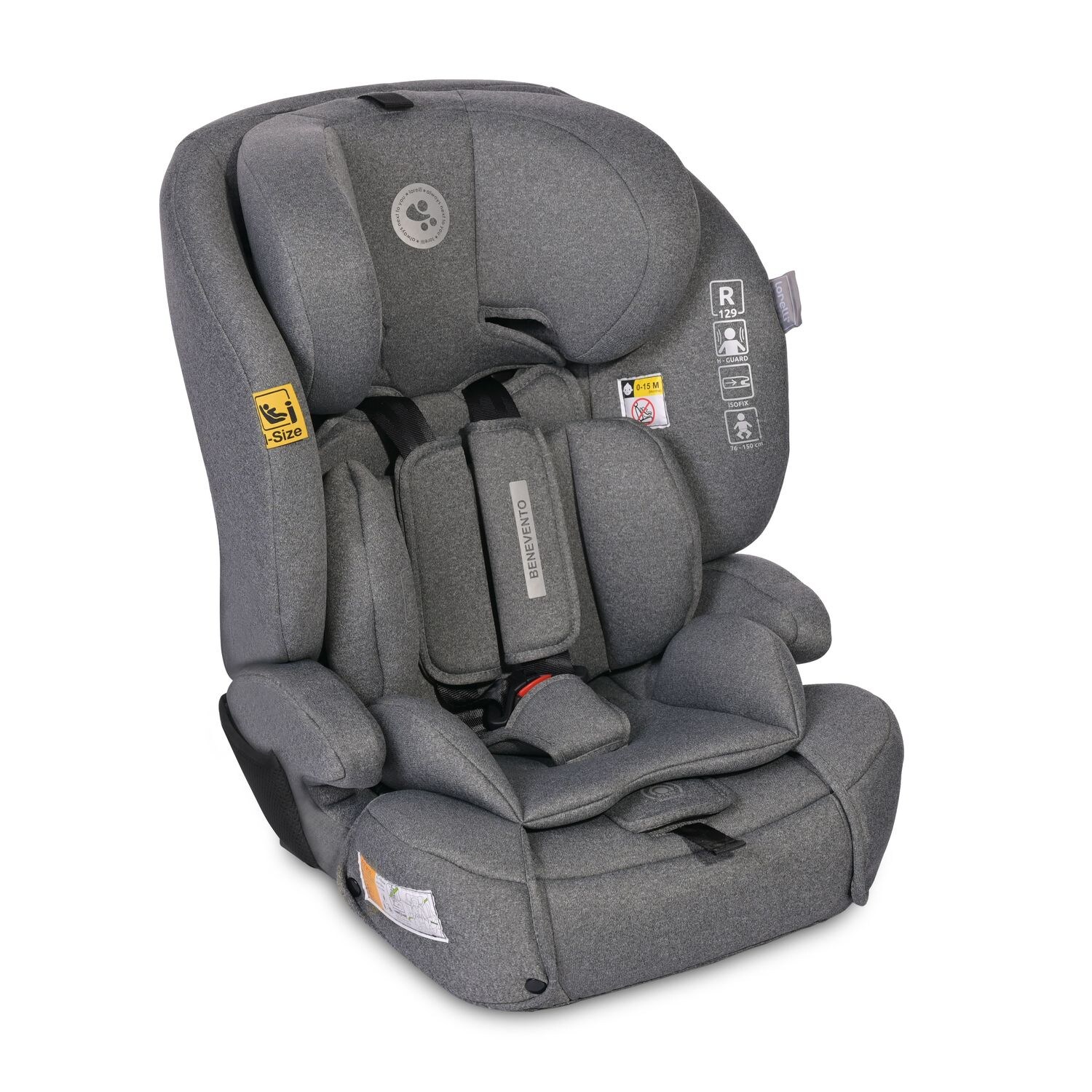 Lorelli Kindersitz i-Size Benevento (76-150 cm) Isofix, Kopfstütze verstellbar grau | 03800166110653