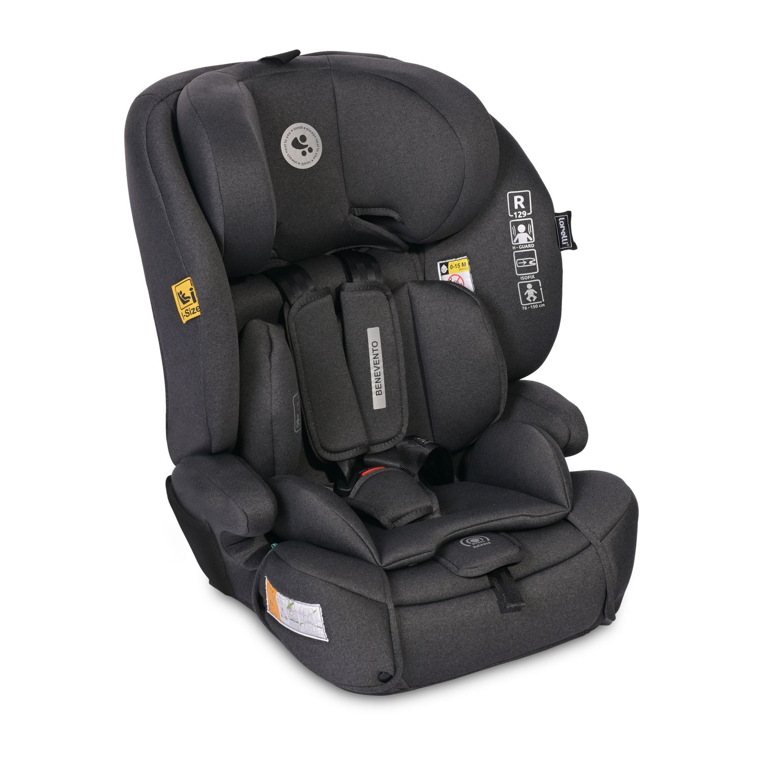 Lorelli Kindersitz i-Size Benevento (76-150 cm) Isofix, Kopfst&uuml;tze verstellbar schwarz - Bild 1
