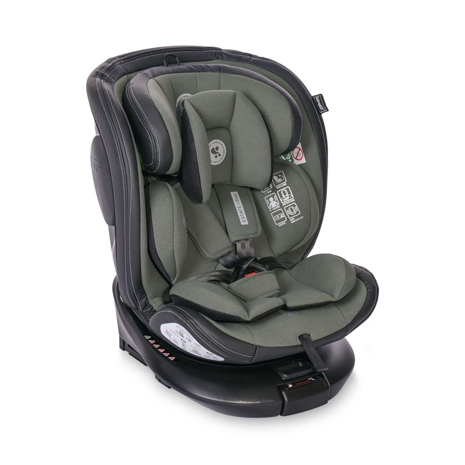 Lorelli Kindersitz Estate i-Size (40-150cm) Isofix, St&uuml;tzbein, Sitz 360&deg; drehbar gr&uuml;n - Bild 1