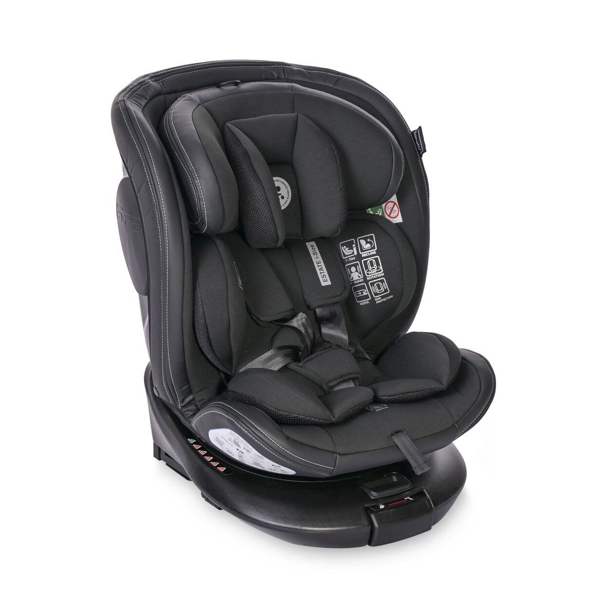 Lorelli Kindersitz Estate i-Size (40-150cm) Isofix, Stützbein, Sitz 360° drehbar schwarz