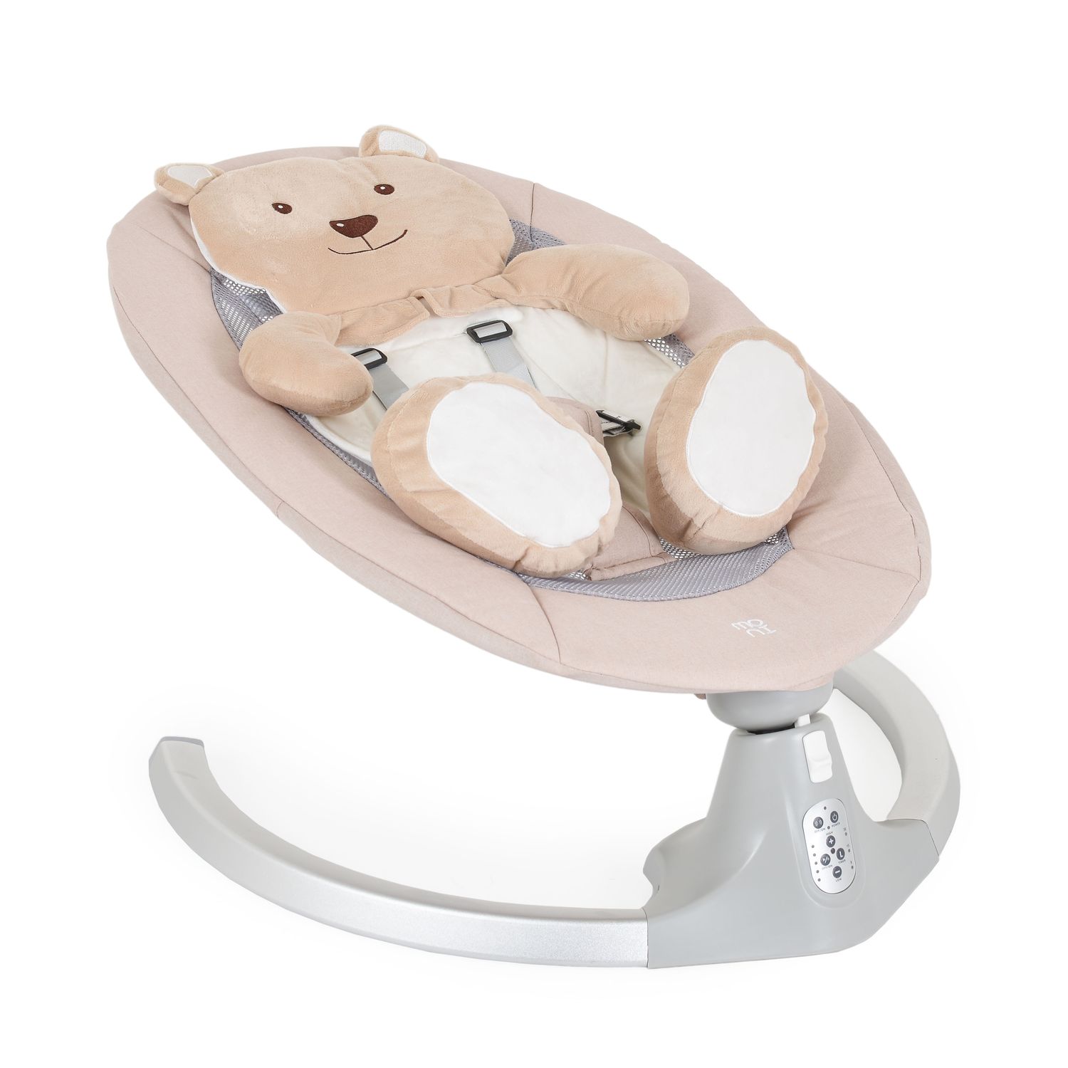 Moni Babywippe elektrische Ari B&auml;r Melodien, Fernbedienung, Teddy-B&auml;r Pad, Timer beige - Bild 1