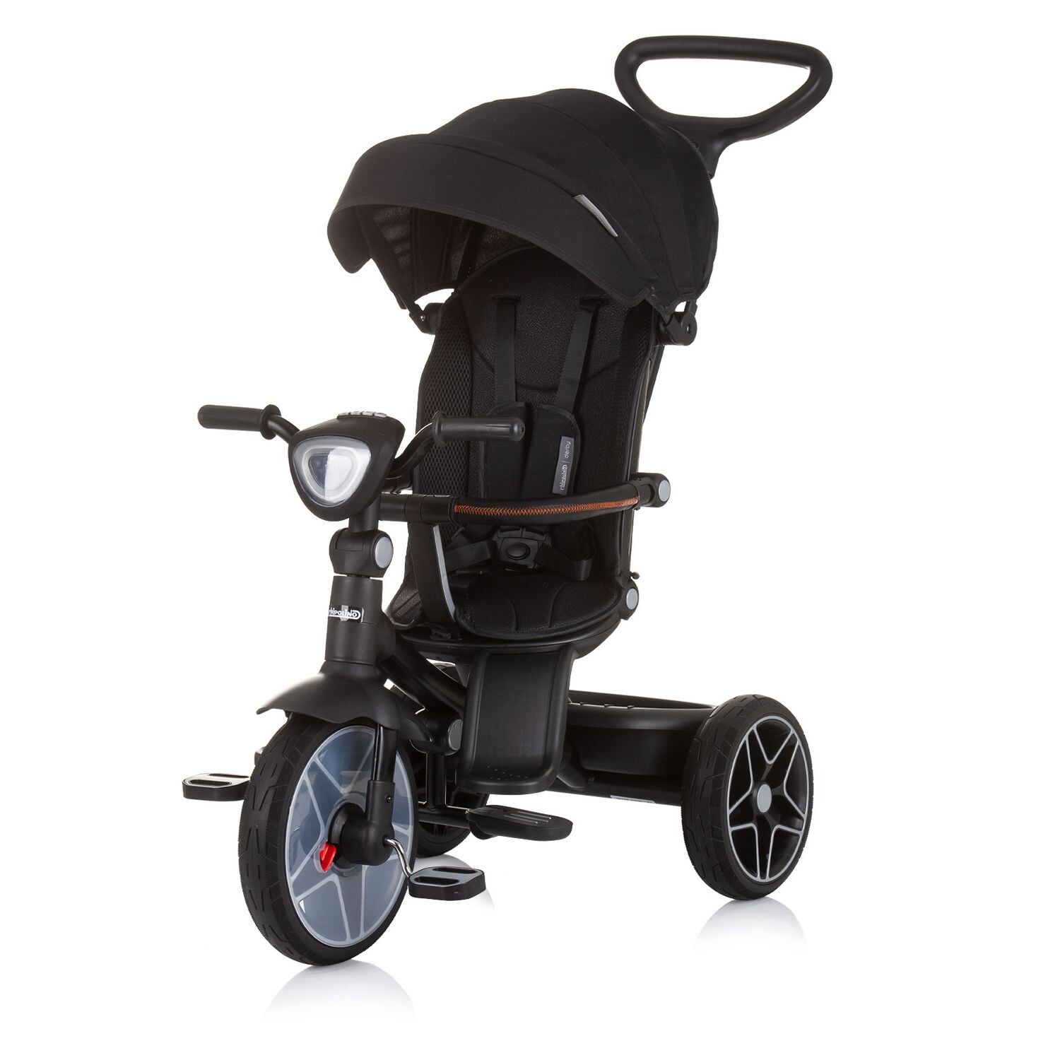 Chipolino Dreirad, Tricycle Derby 2 in 1 Musik, Licht, Korb, Schiebegriff, Gurt schwarz | 03800931059330