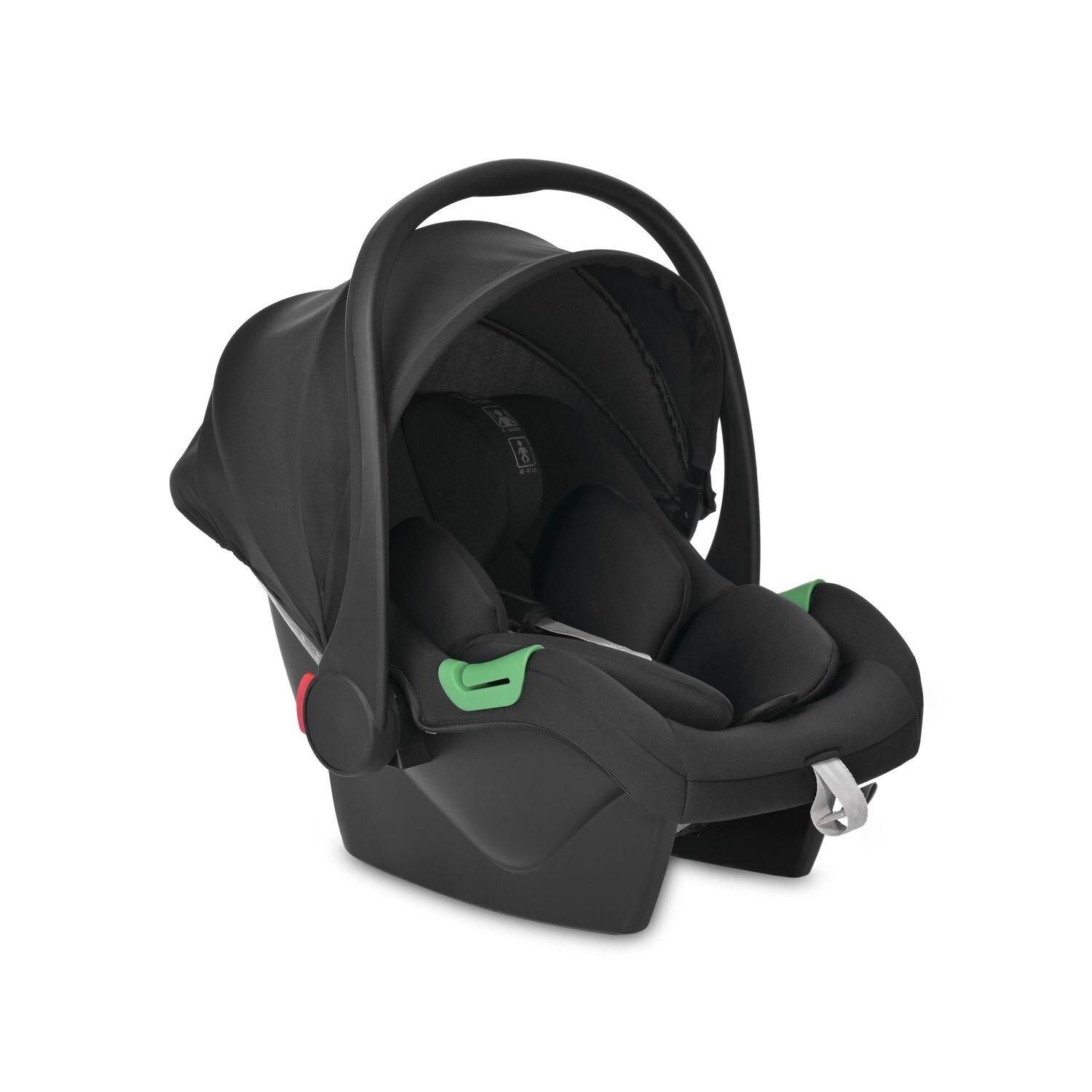 Lorelli Babyschale i-Size Spirit (40 – 87 cm) verstellbare Kopfstütze, Faltdach schwarz | 03800166112480