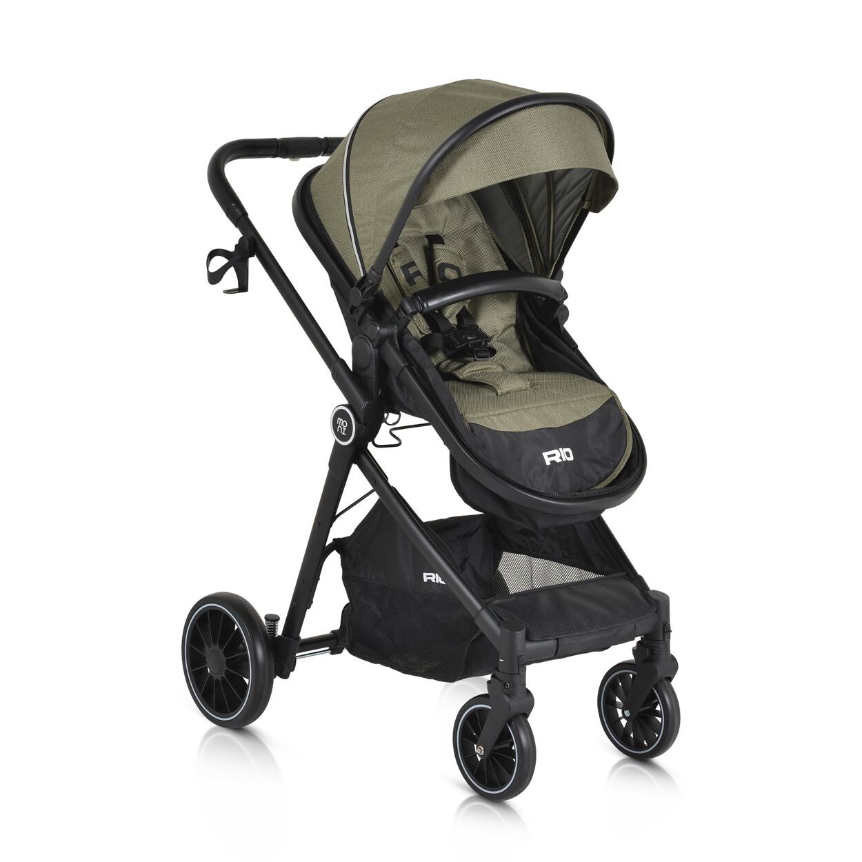 Moni Kombikinderwagen 2 in 1 Rio 22 kg umbaubar Fußabdeckung klappbar Korb Gurt grün