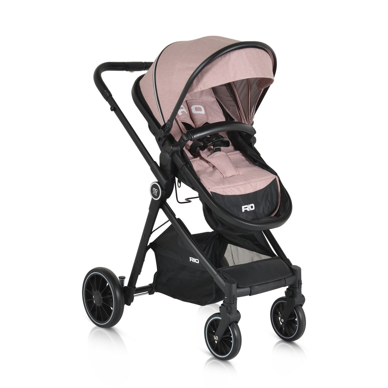 Moni Kombikinderwagen 2 in 1 Rio 22 kg umbaubar Fußabdeckung klappbar Korb Gurt rosa