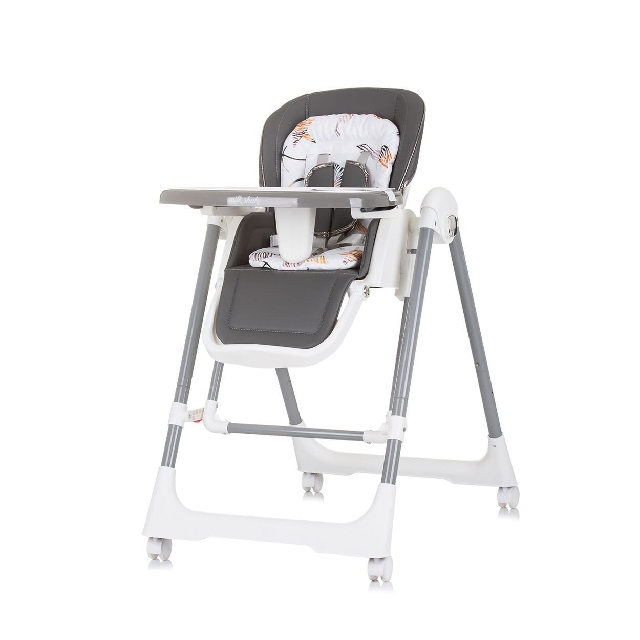Chipolino Kinderhochstuhl 2 in 1 Milk Shake, verstellbar, Babyschaukel, Räder grau