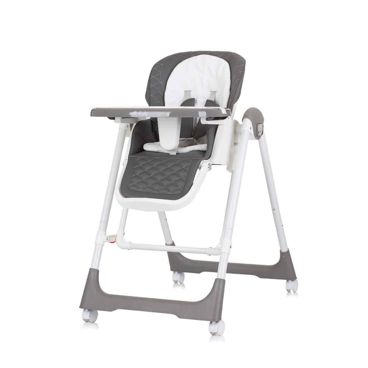 Chipolino Kinderhochstuhl 2 in 1 Milk Shake, verstellbar, Babyschaukel, Räder dunkelgrau