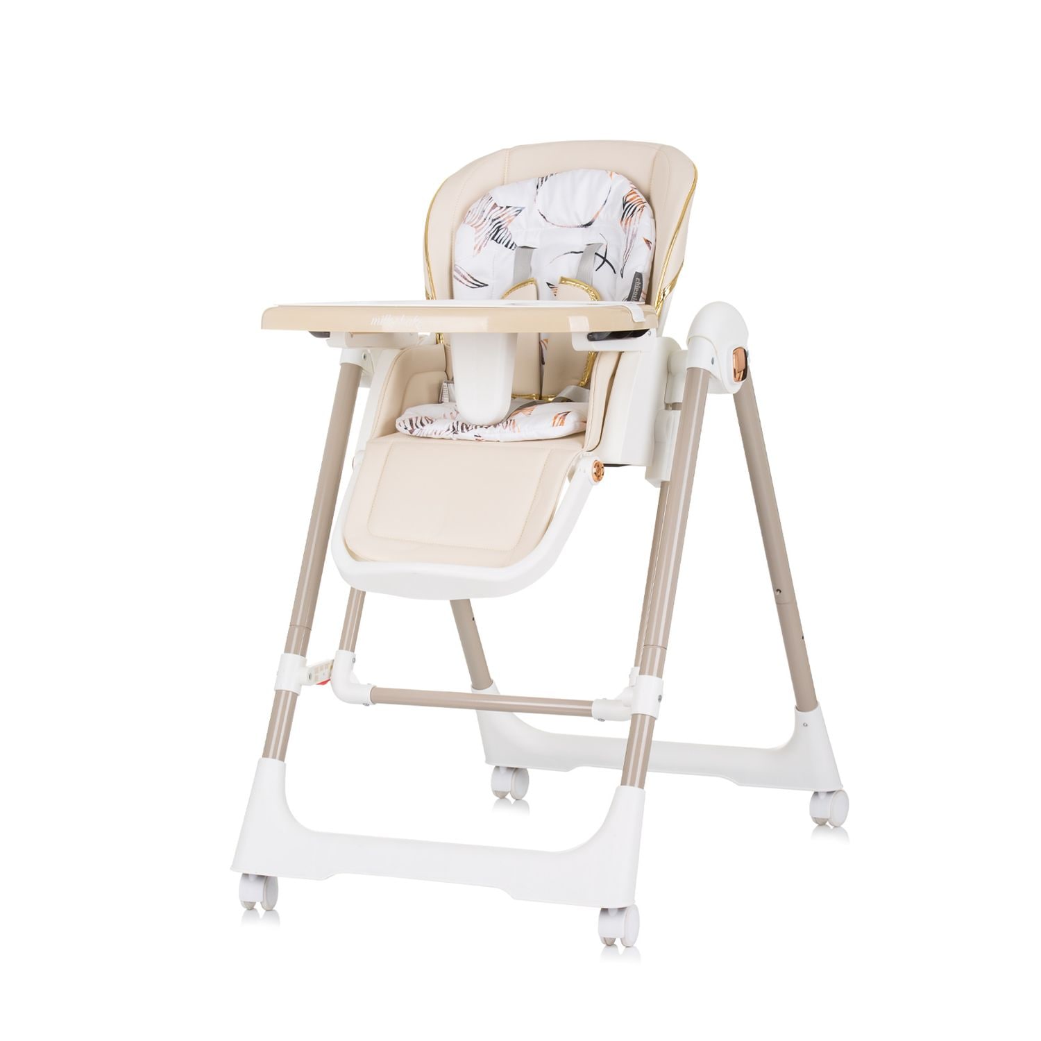 Chipolino Kinderhochstuhl 2 in 1 Milk Shake, verstellbar, Babyschaukel, R&auml;der beige braun - Bild 1