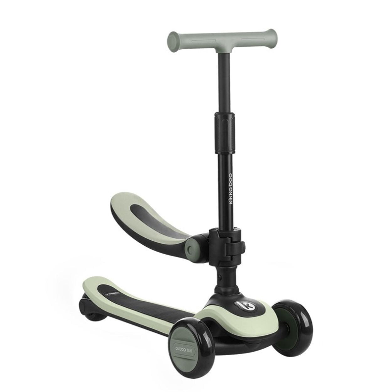 Kikkaboo Kinderroller 2 in 1 Treo Laufrad, Sitz, faltbar, Lenkerhöhe verstellbar grün