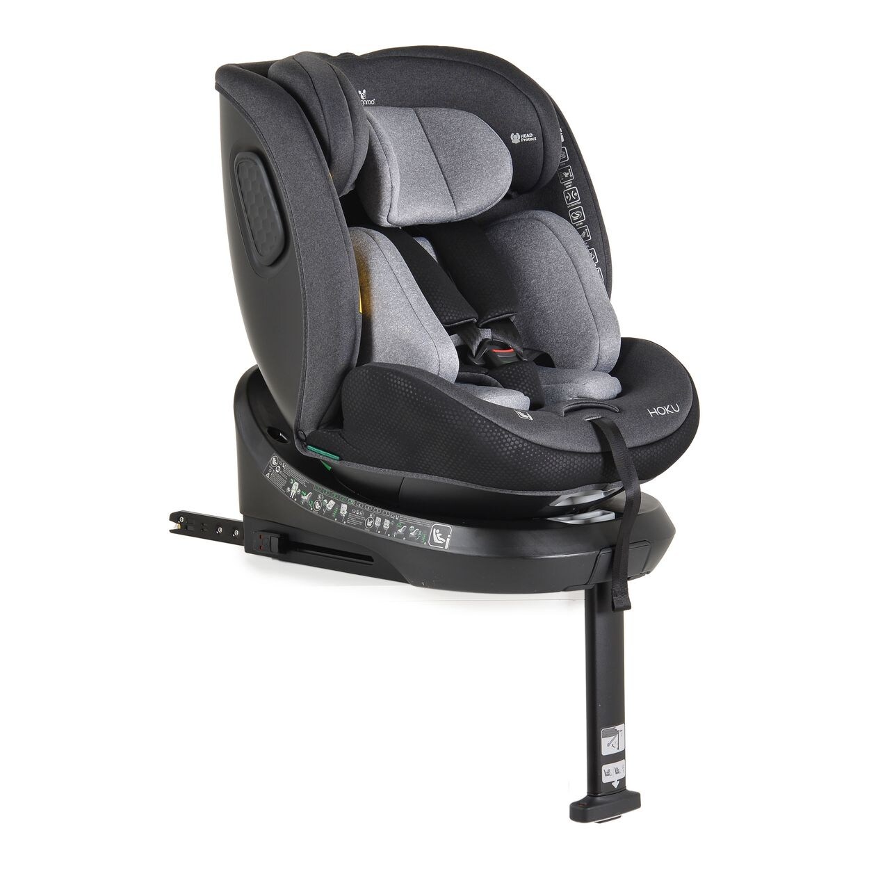 Cangaroo Kindersitz Hoku i-Size (40-150cm) Gruppe 0+/1/2/3, Isofix, Stützfuß grau