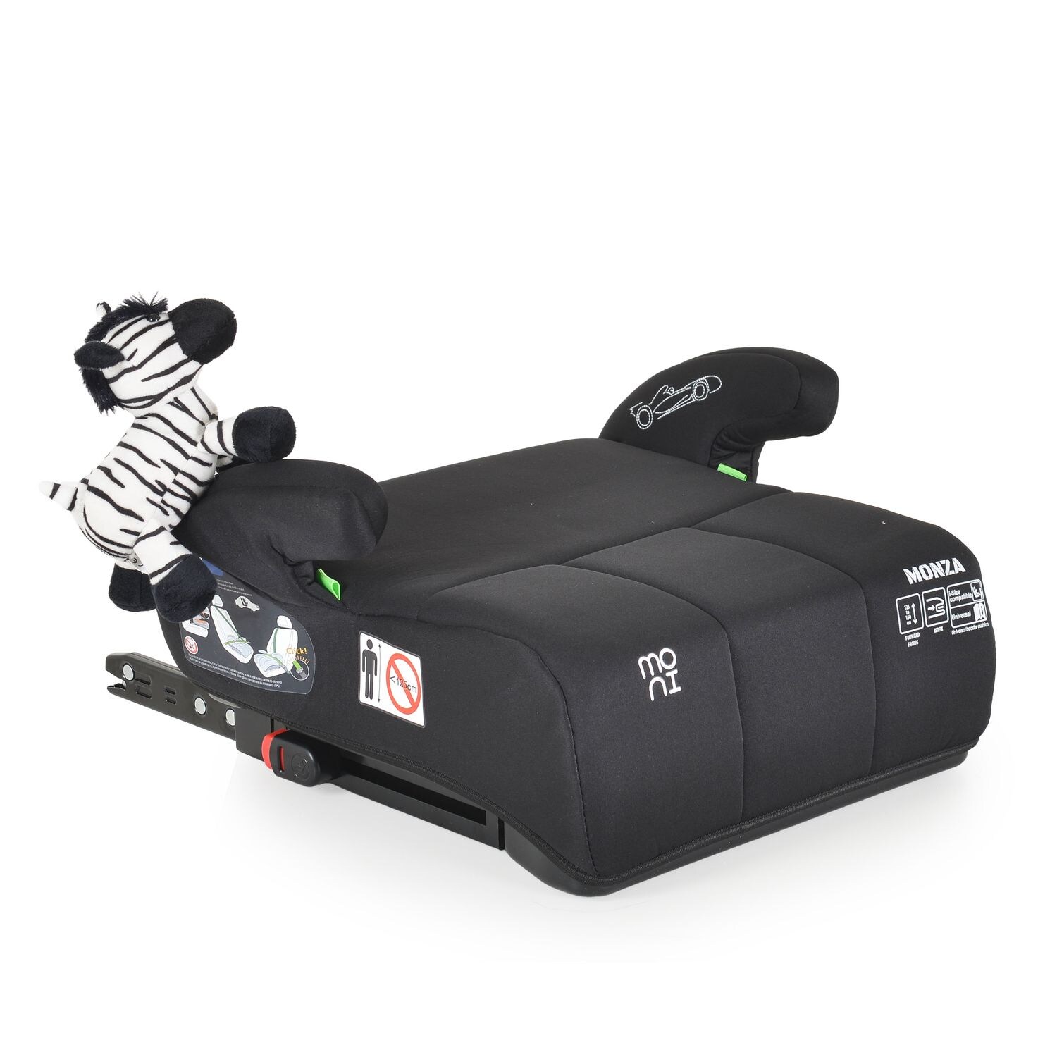 Moni Kindersitz, Sitzerhöhung Monza i-Size (125-150cm) Gruppe 3, Kuscheltier schwarz | 03801005151523
