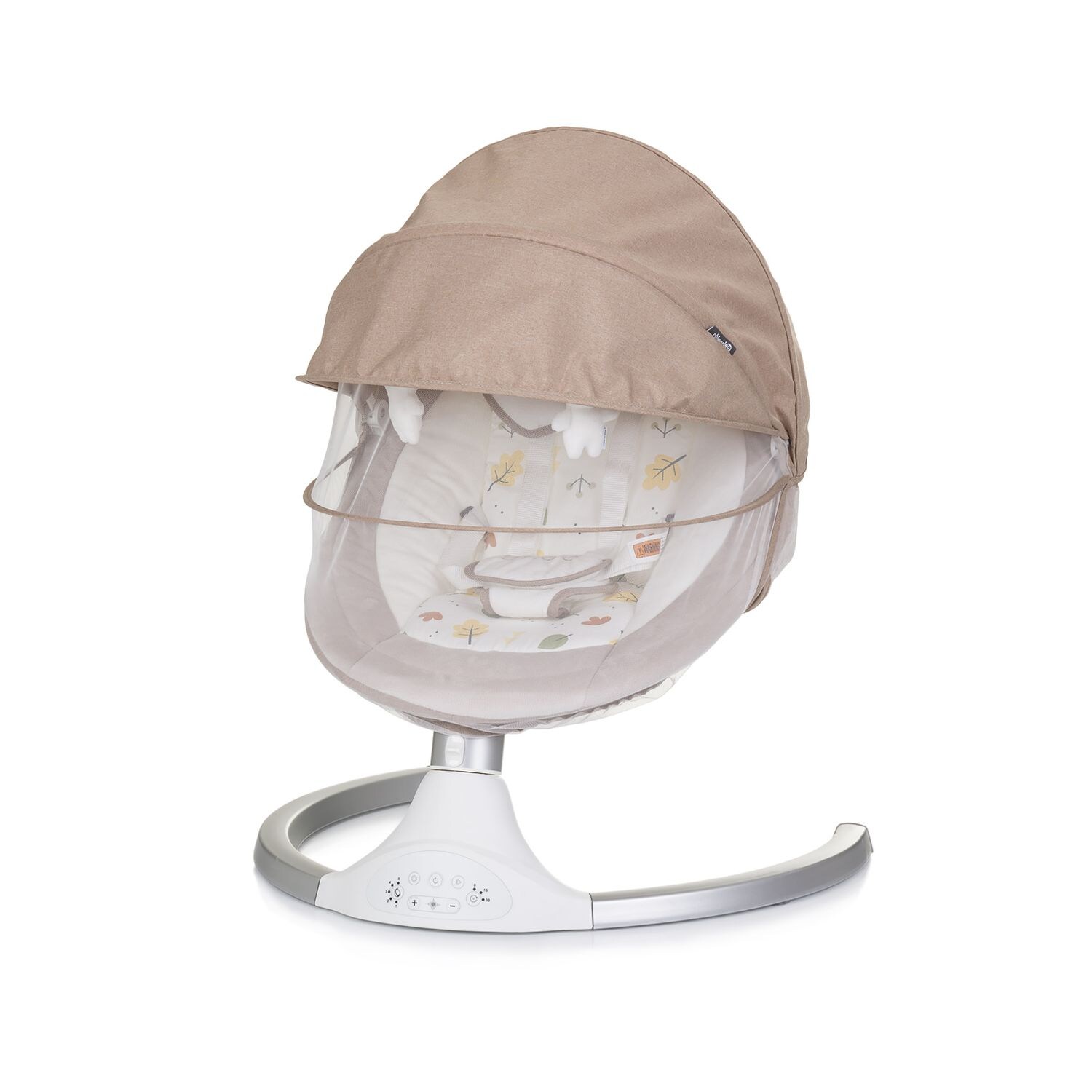 Chipolino Babywippe Brida, Fernbedienung Moskitonetz, Kissen, Plüschtiere, Timer beige | 03800931058913