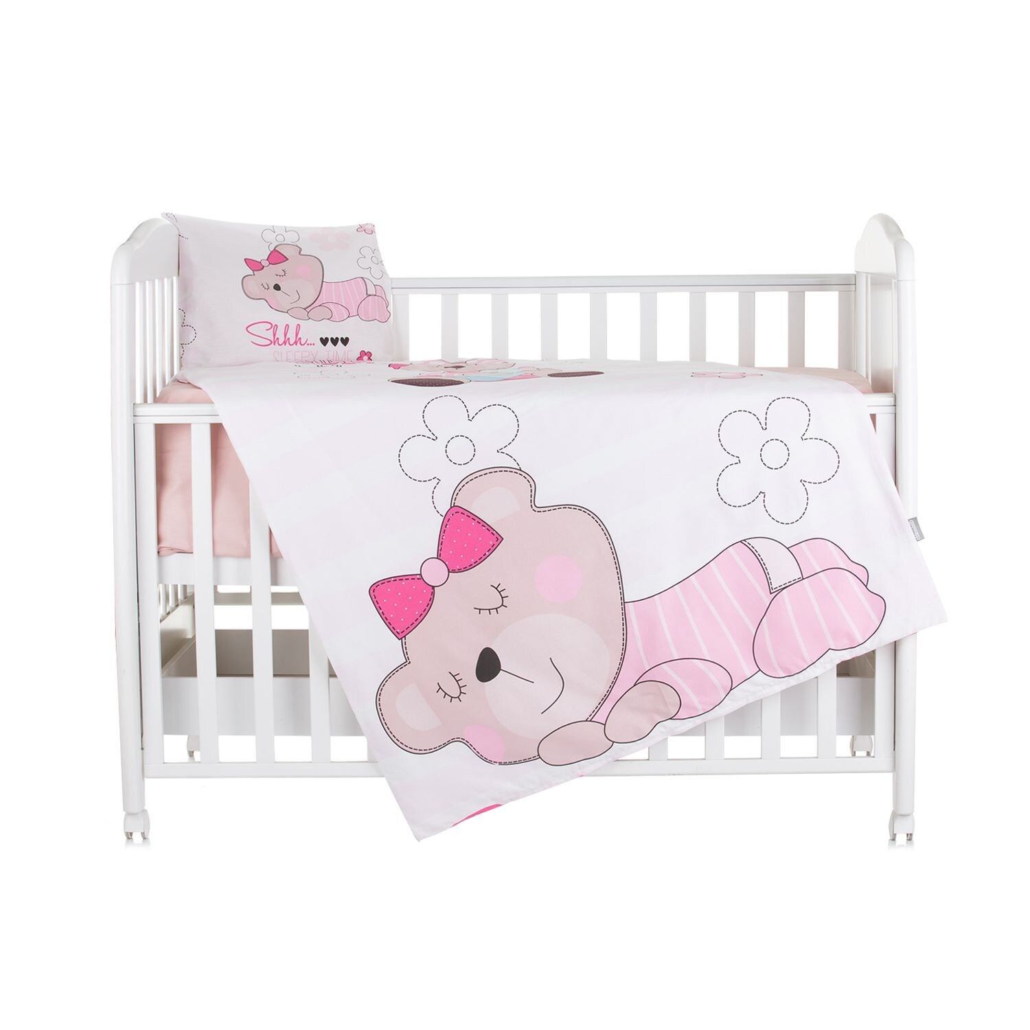 Chipolino Babybettwäsche 3-teilig, Decke 130 x 100 cm, Kissen 45 x 35 cm, Laken rosa | 03800931060732