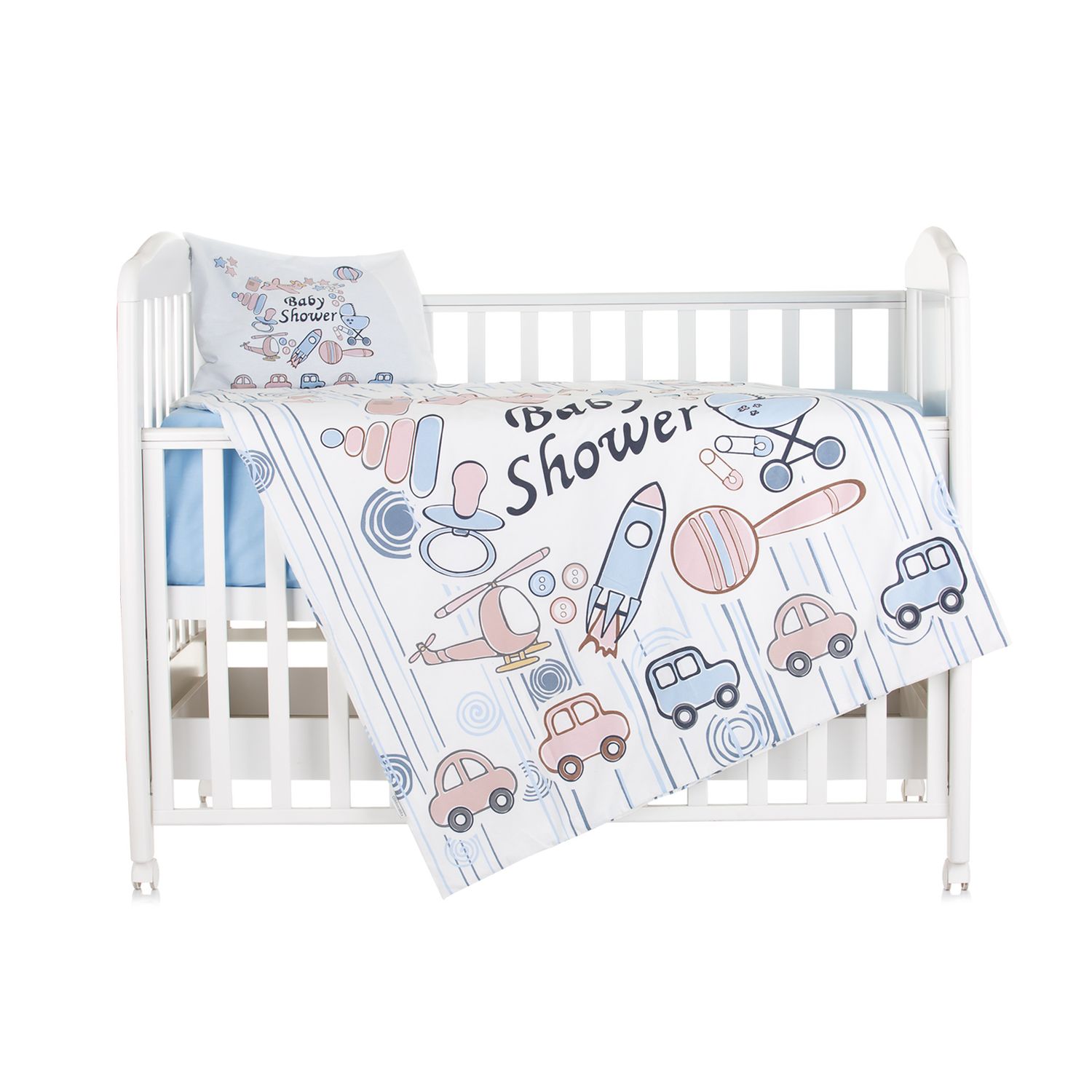 Chipolino Babybettw&auml;sche 3-teilig, Decke 130 x 100 cm, Kissen 45 x 35 cm, Laken hellblau - Bild 1