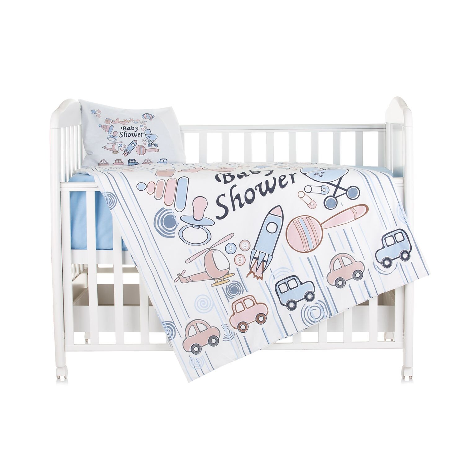 Chipolino Babybettwäsche 3-teilig, Decke 130 x 100 cm, Kissen 45 x 35 cm, Laken hellblau | 03800931060749